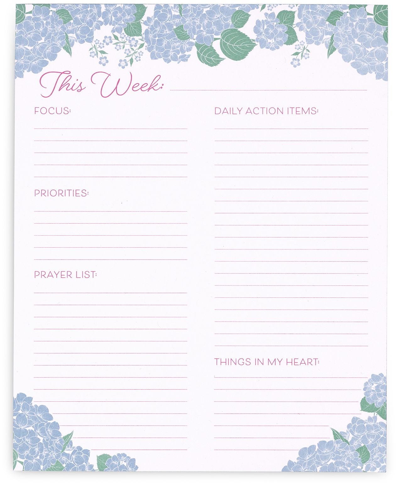 Planner Pad, Hydrangea