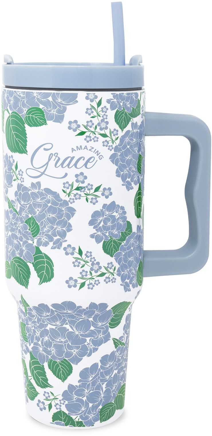 Stainless Steel 40 oz. Tumbler, Hydrangea