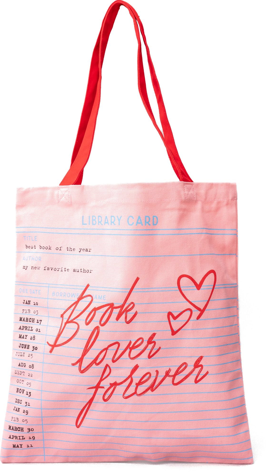 Canvas Tote, Library Card (Pink)