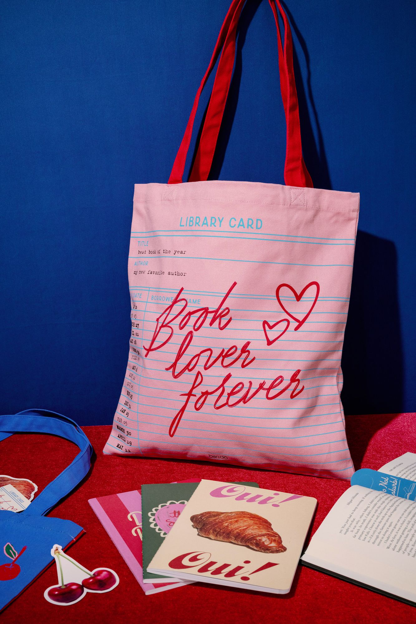 Canvas Tote, Library Card (Pink)