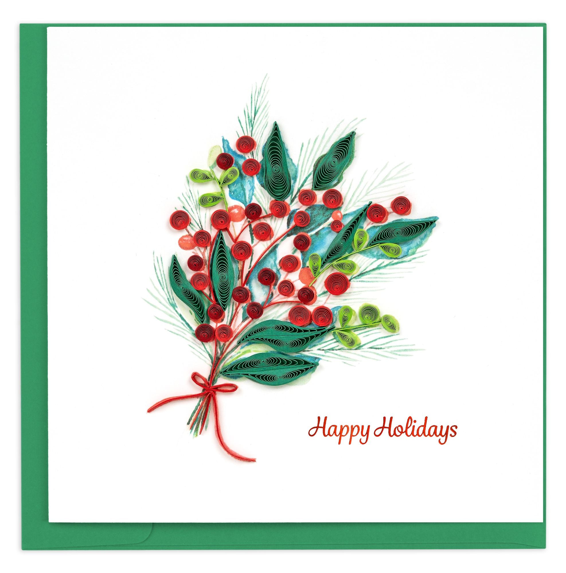Quilling Holly Berry Bunch Holiday Card