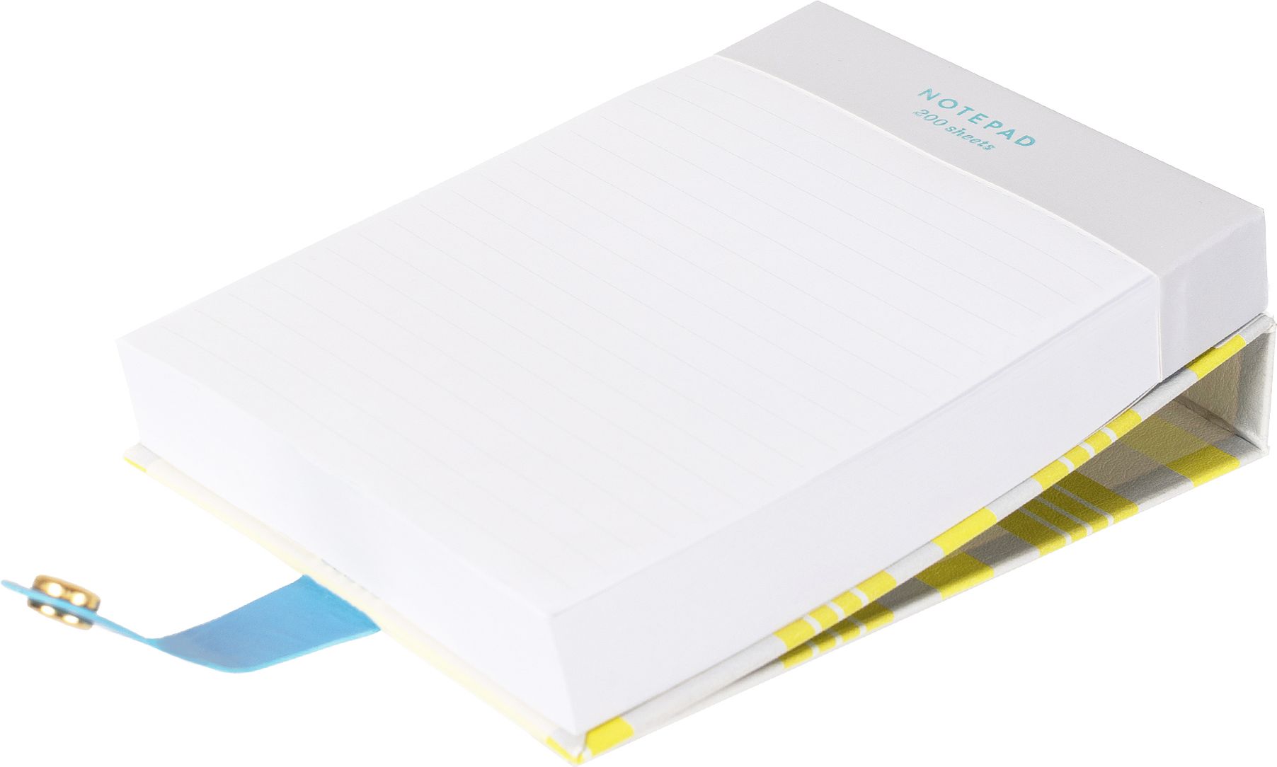 Neon Plaid Faux Leather Notepad w Snap Closure - Exclusive