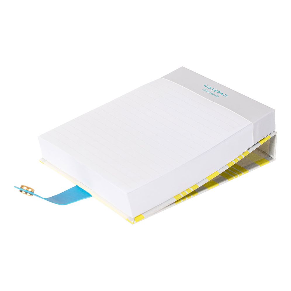 Neon Plaid Faux Leather Notepad w Snap Closure - Exclusive