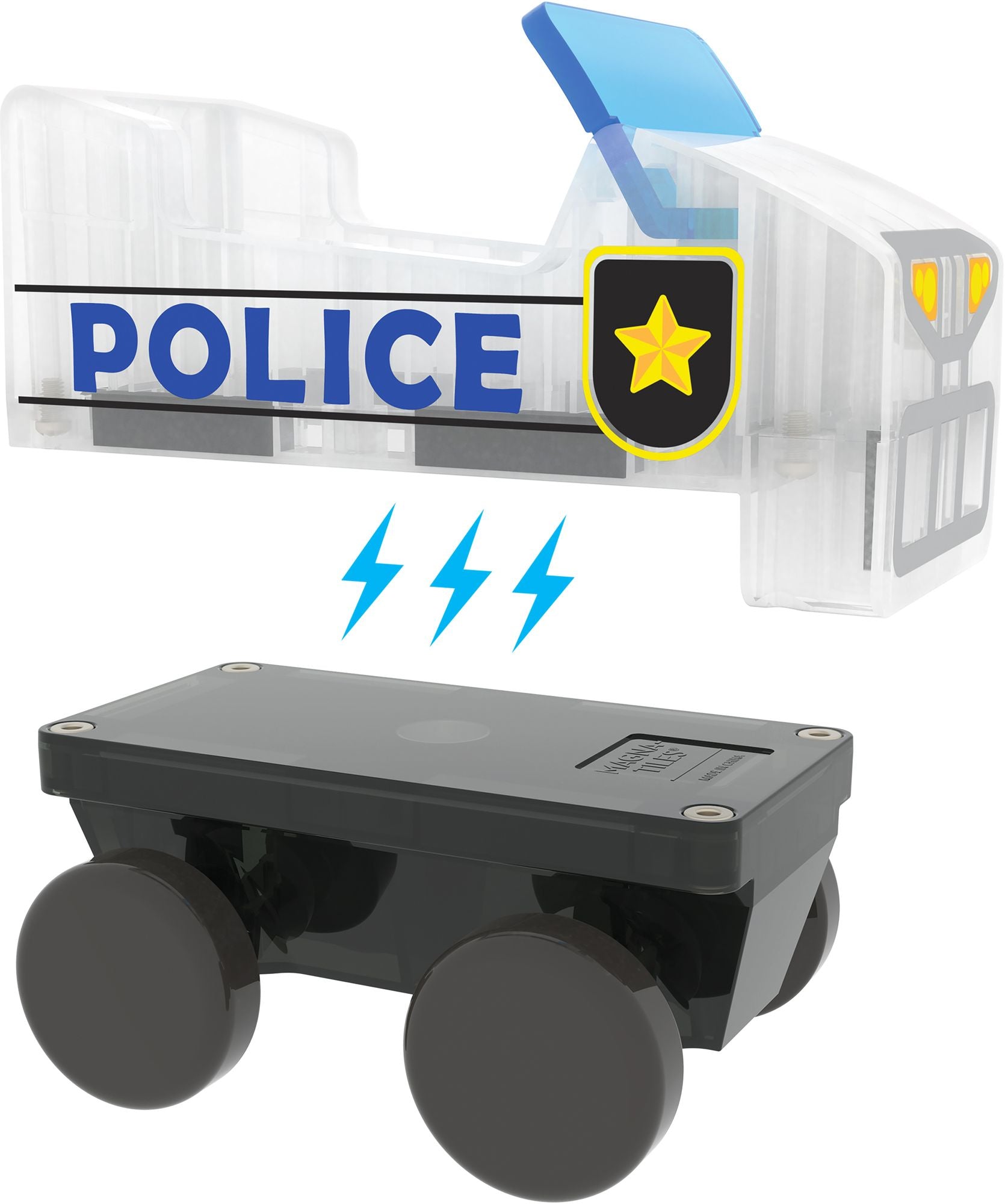 MAGNA-TILES® Police Patrol 20-Piece Magnetic Construction Set, The Original Magnetic Building Brand