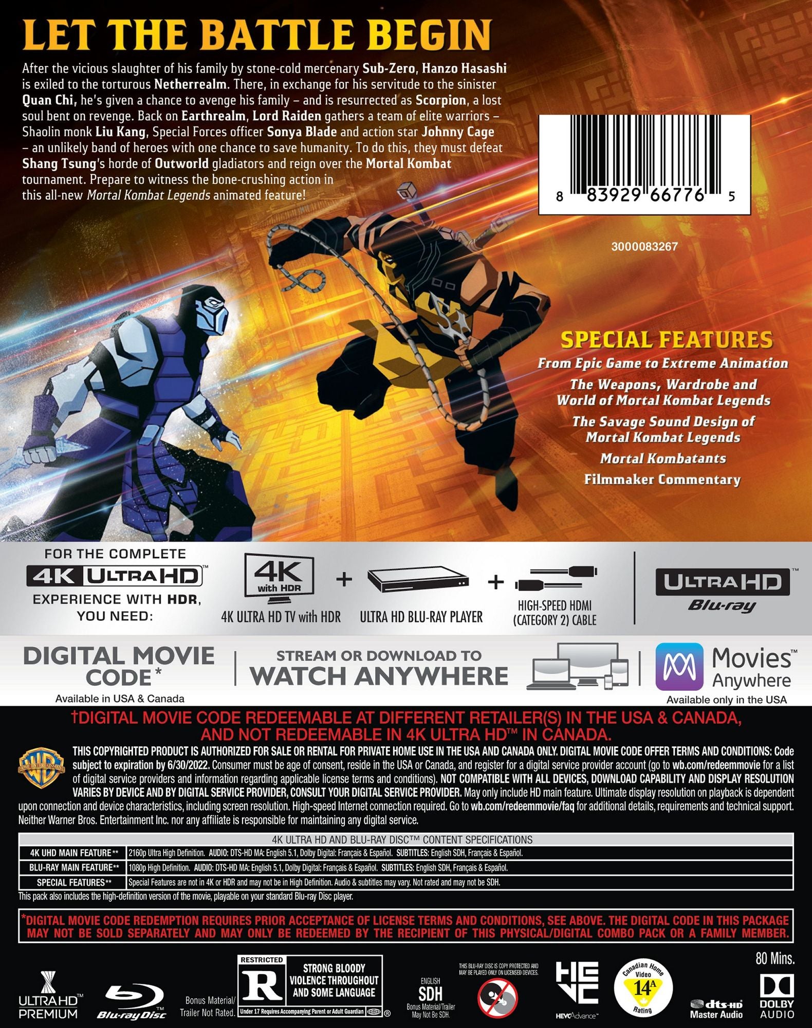 Mortal Kombat Legends: Scorpion's Revenge [4K Ultra HD Blu-ray/Blu-ray]