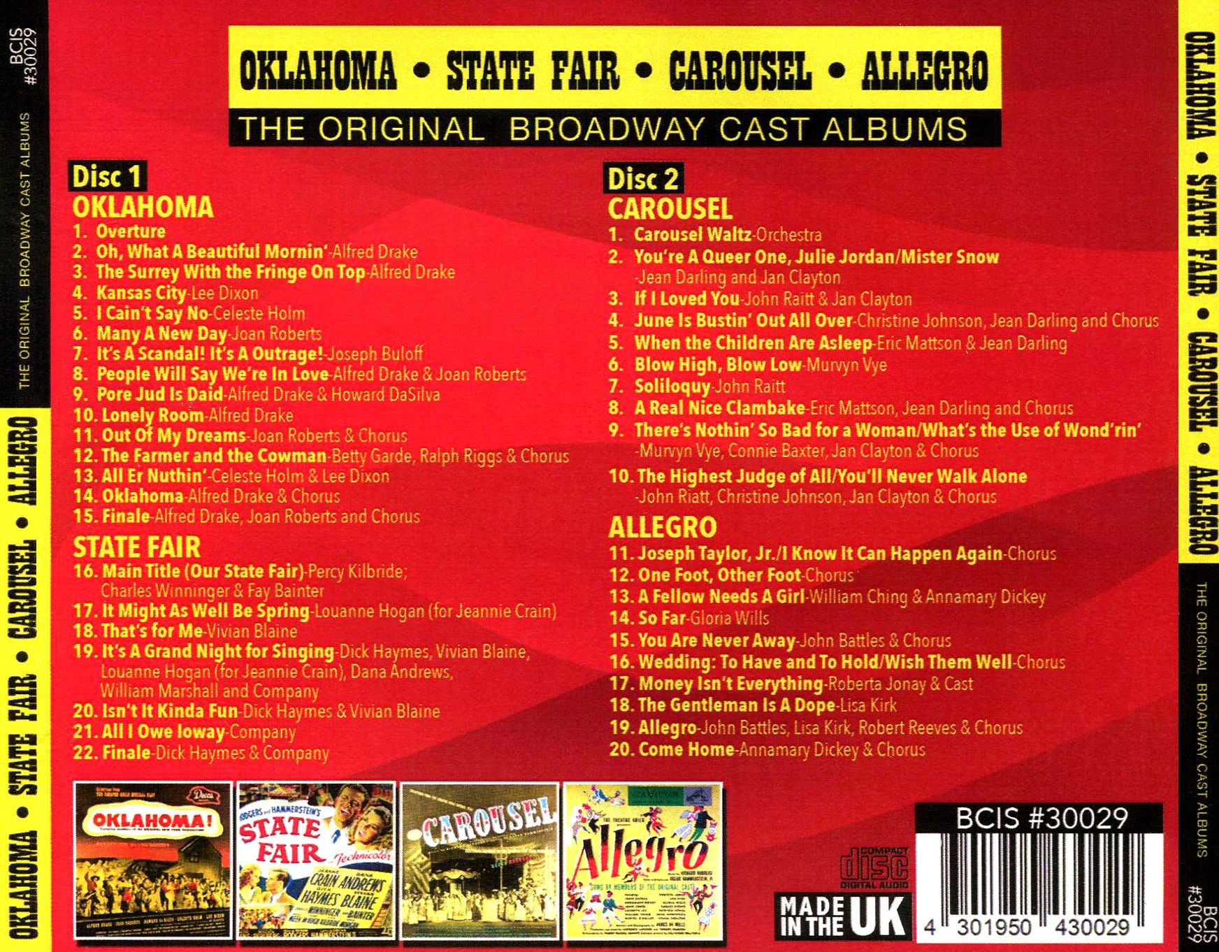 Oklahoma / State Fair / Carousel / Allegro [Original Broadway Casts]