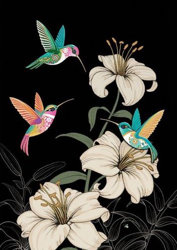 BLANK HUMMINGBIRDS GREETING CARD