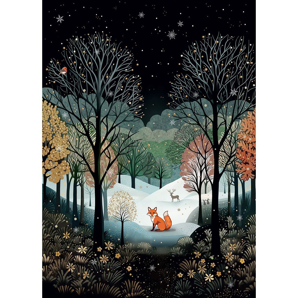 Winter Fox Bug Art Holiday Card