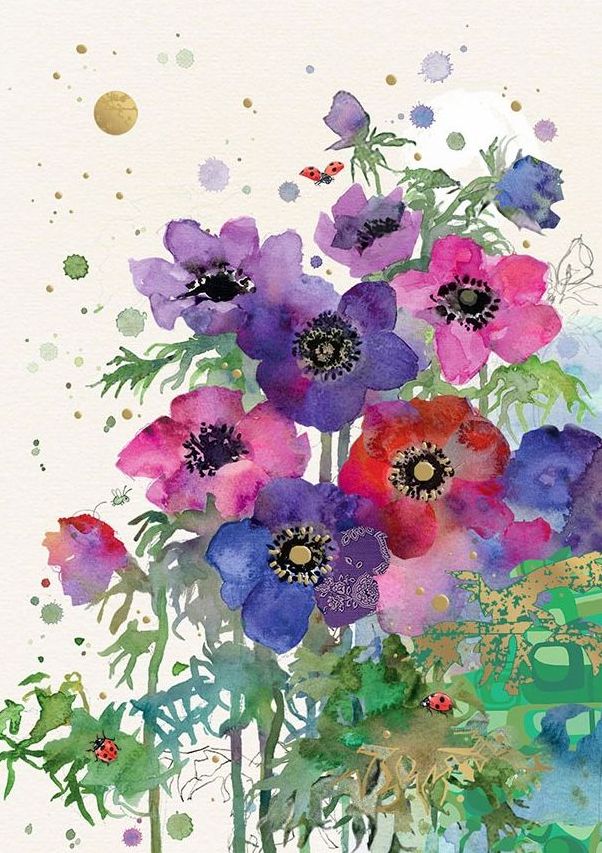 BLANK ANEMONES BIG ART GREETING CARD