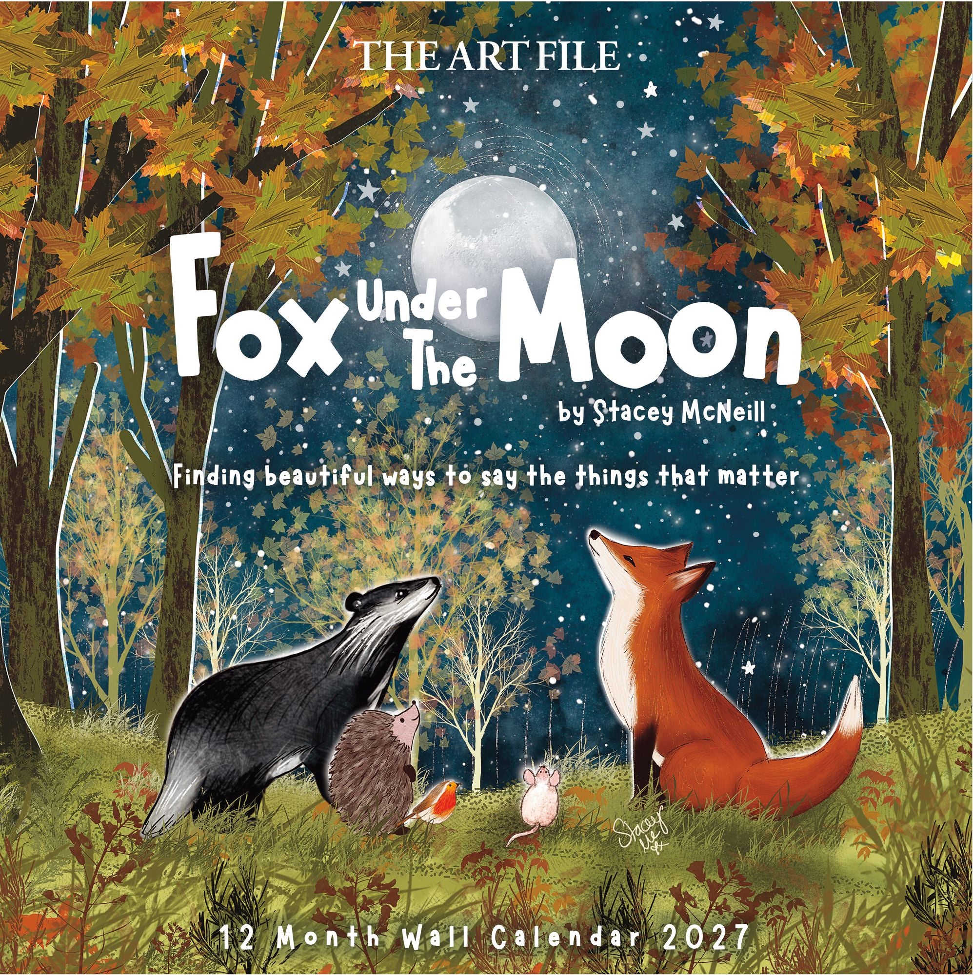 2027 Fox Under The Moon Wall Calendar
