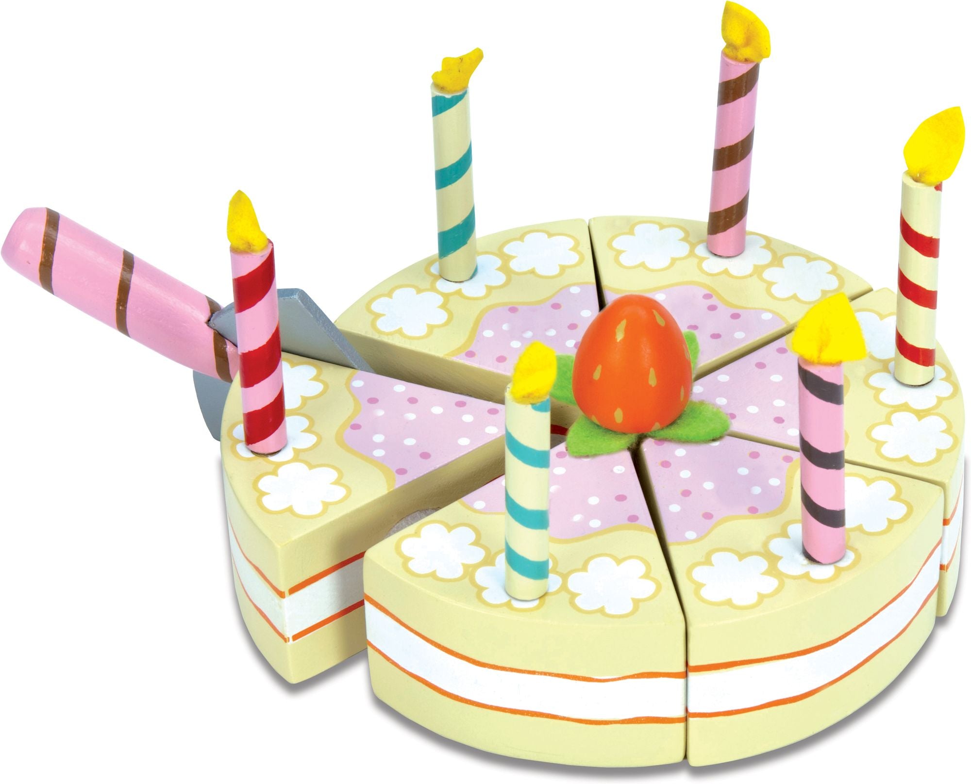 Sliceable Birthday Cake and Candles - 8pcs