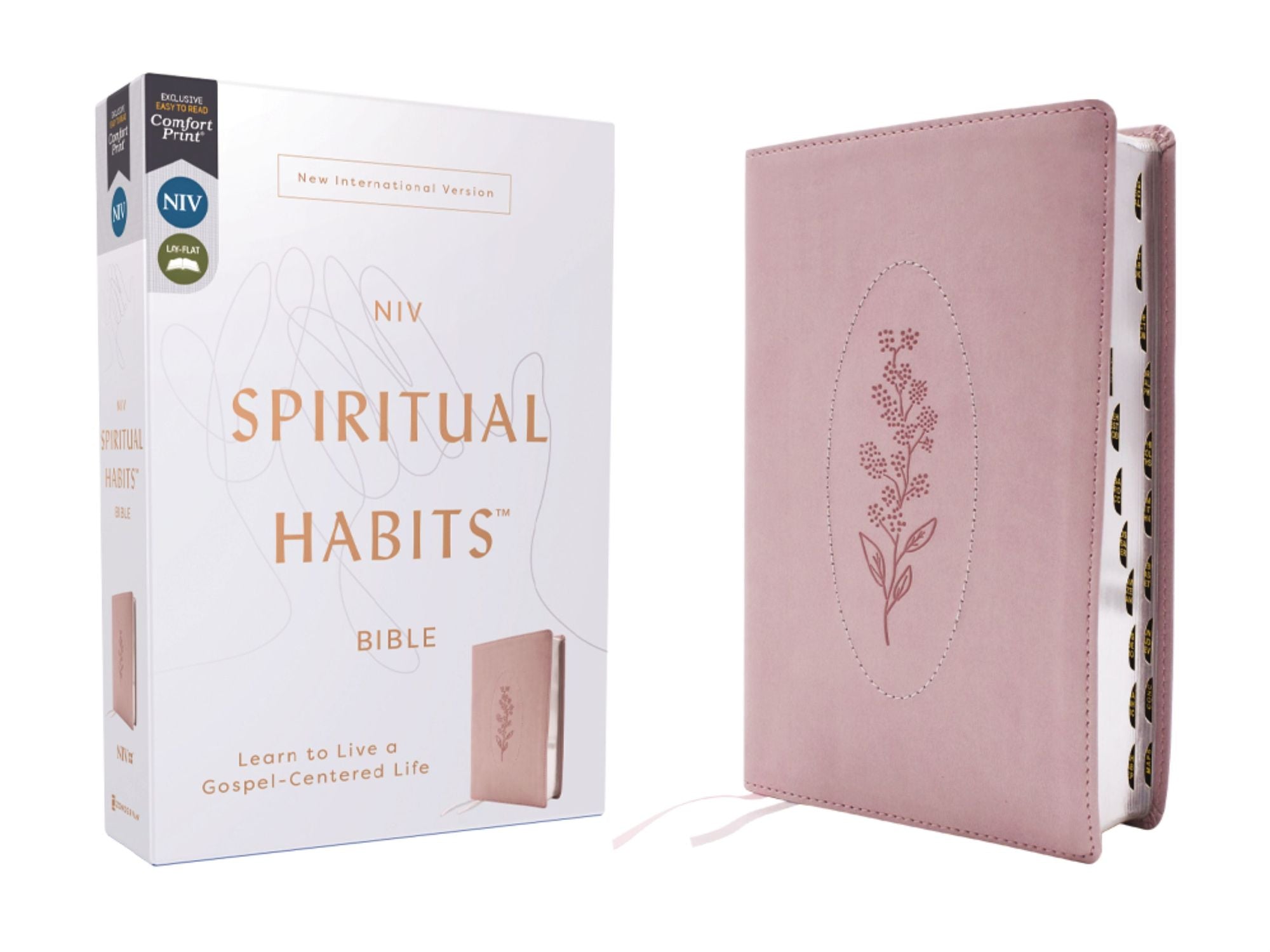 NIV, Spiritual Habits Bible, Leathersoft, Pink, Red Letter, Thumb Indexed, Comfort Print: Learn to Live a Gospel-Centered Life