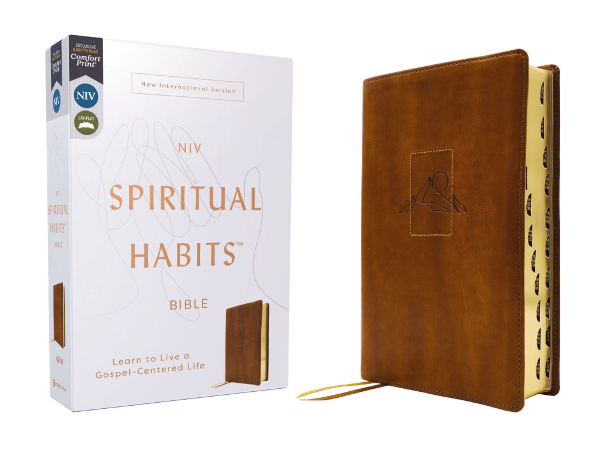 NIV, Spiritual Habits Bible, Leathersoft, Tan, Red Letter, Thumb Indexed, Comfort Print: Learn to Live a Gospel-Centered Life