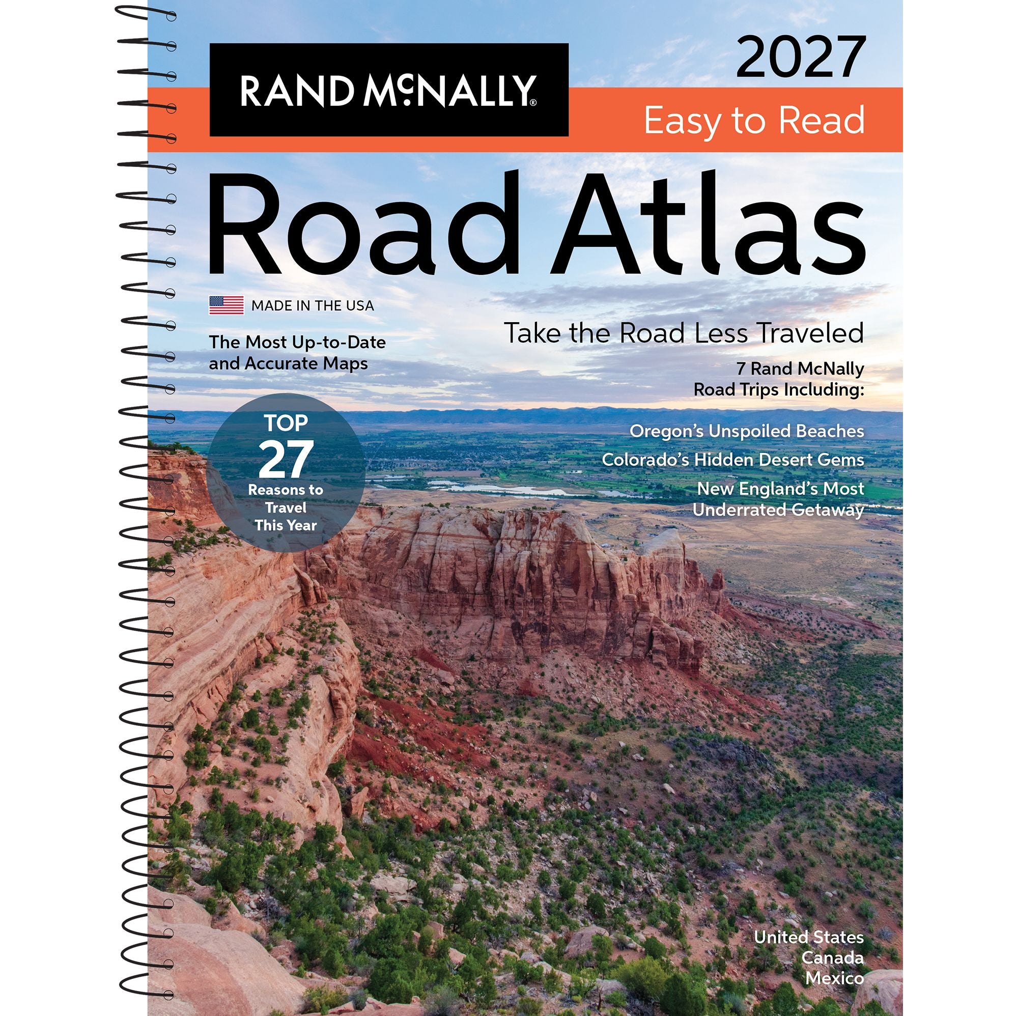 2027 Road Atlas Midsize Easy to Read Spiral