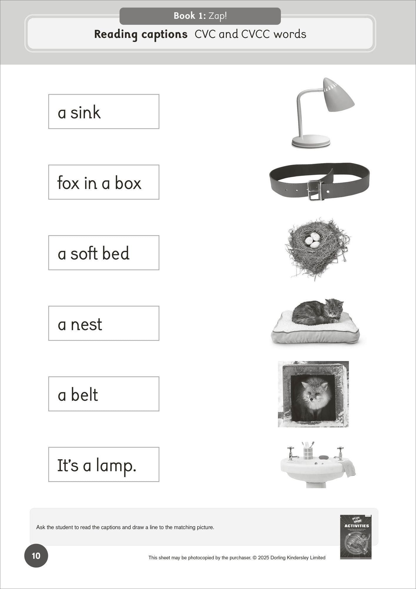 Phonic Books Get Out of the Game Activities: Activities Accompanying Get out of the Game Books for Older Readers (CVC, Consonant Blends and Conso