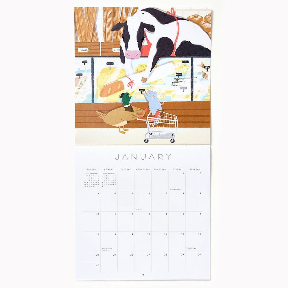 2027 Paper Source Critter Friends Wall Calendar