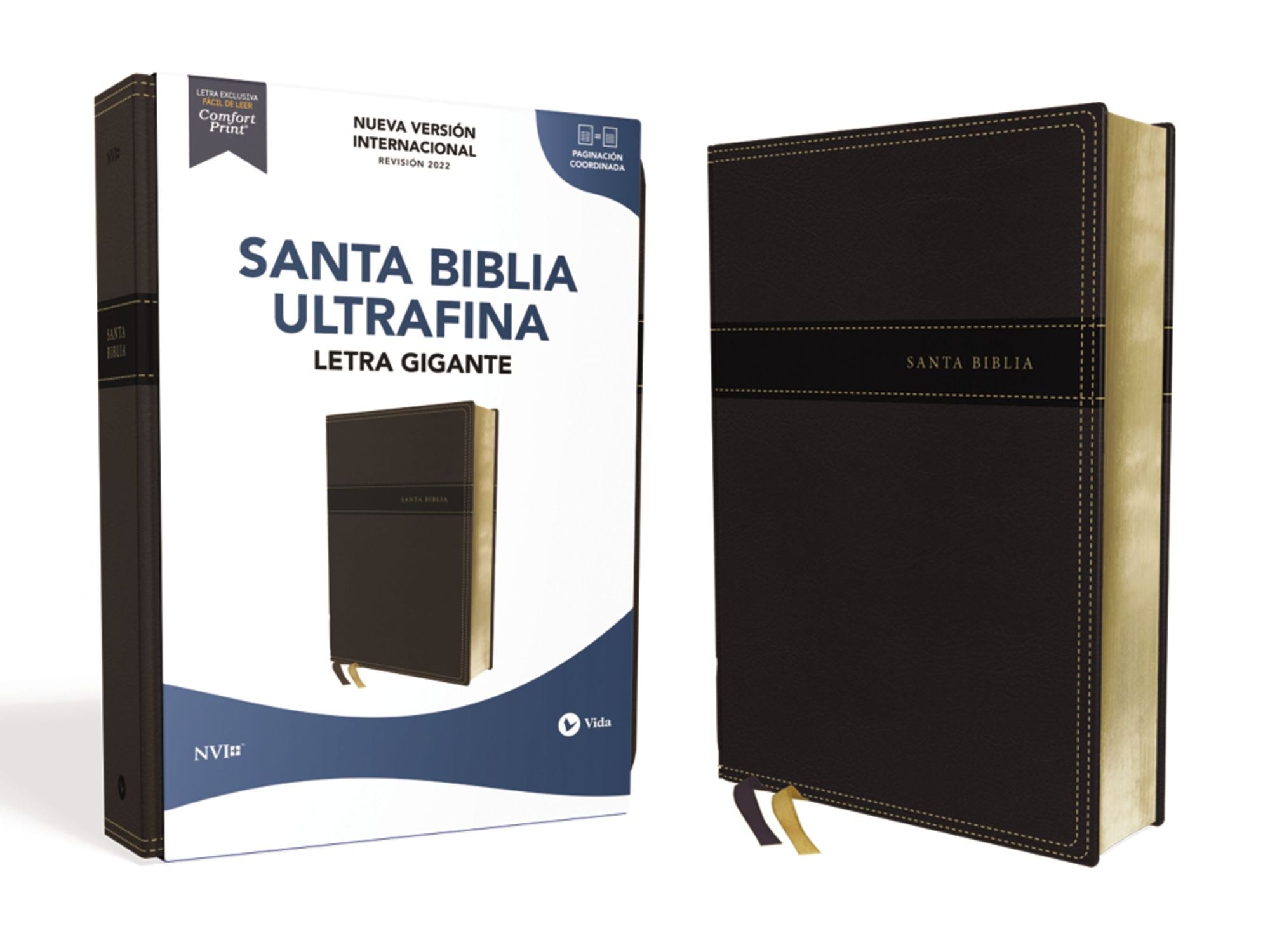 NVI, Santa Biblia, Revisión 2022, Ultrafina, Letra Gigante, Leathersoft, Negro, Palabras de Jesús en Rojo, Comfort Print