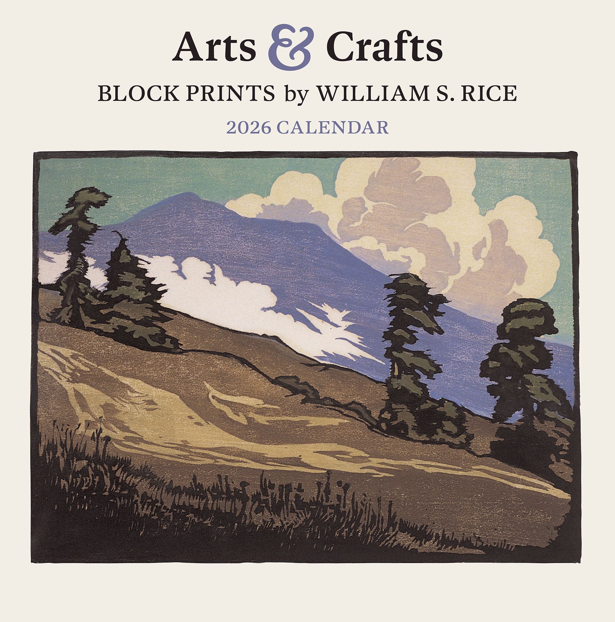 2026 Arts & Crafts Block Prints by William S. Rice Wall Calendar