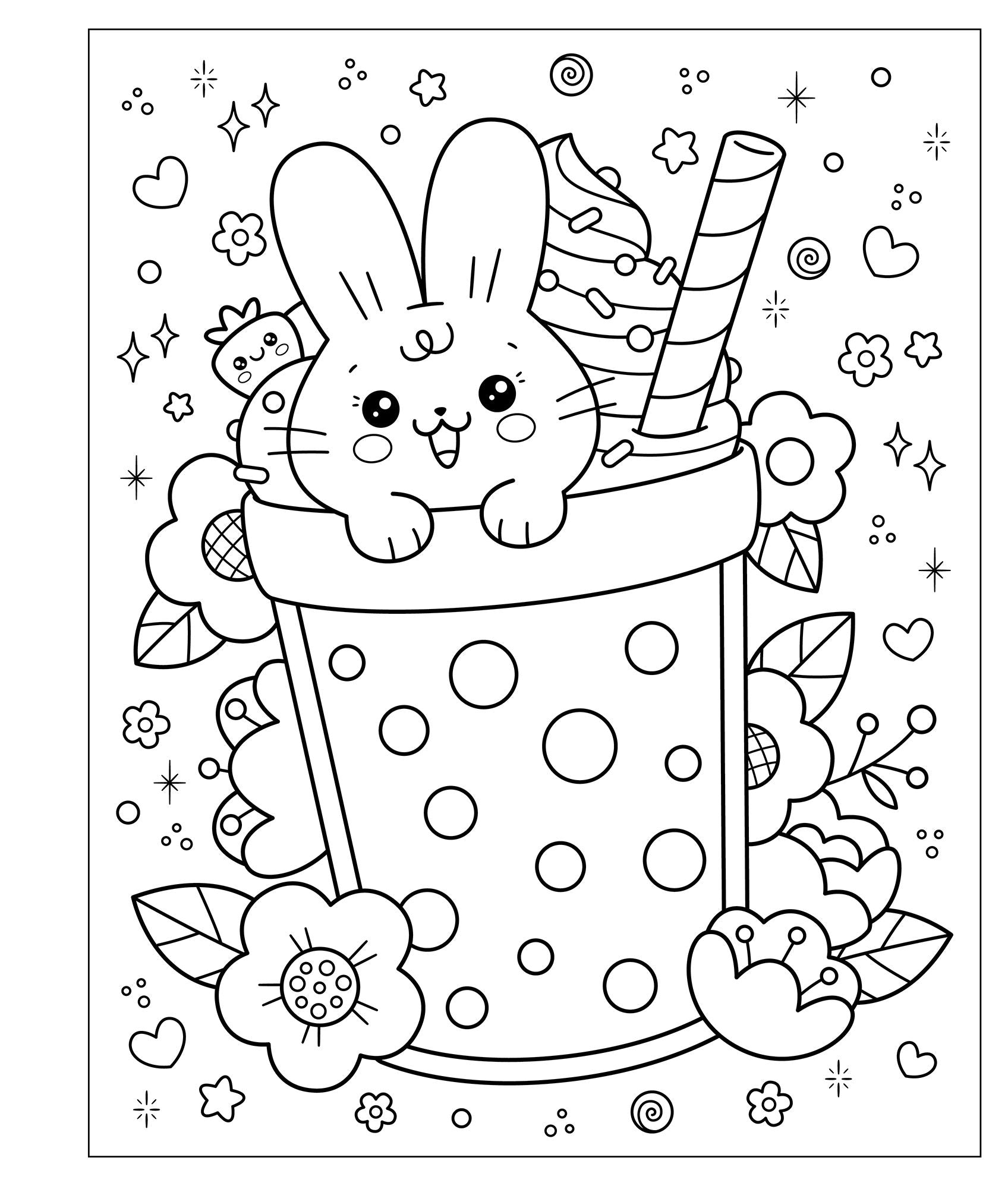 Mangatopia: Bunnies and Boba: A Sweet and Snuggly Coloring Book