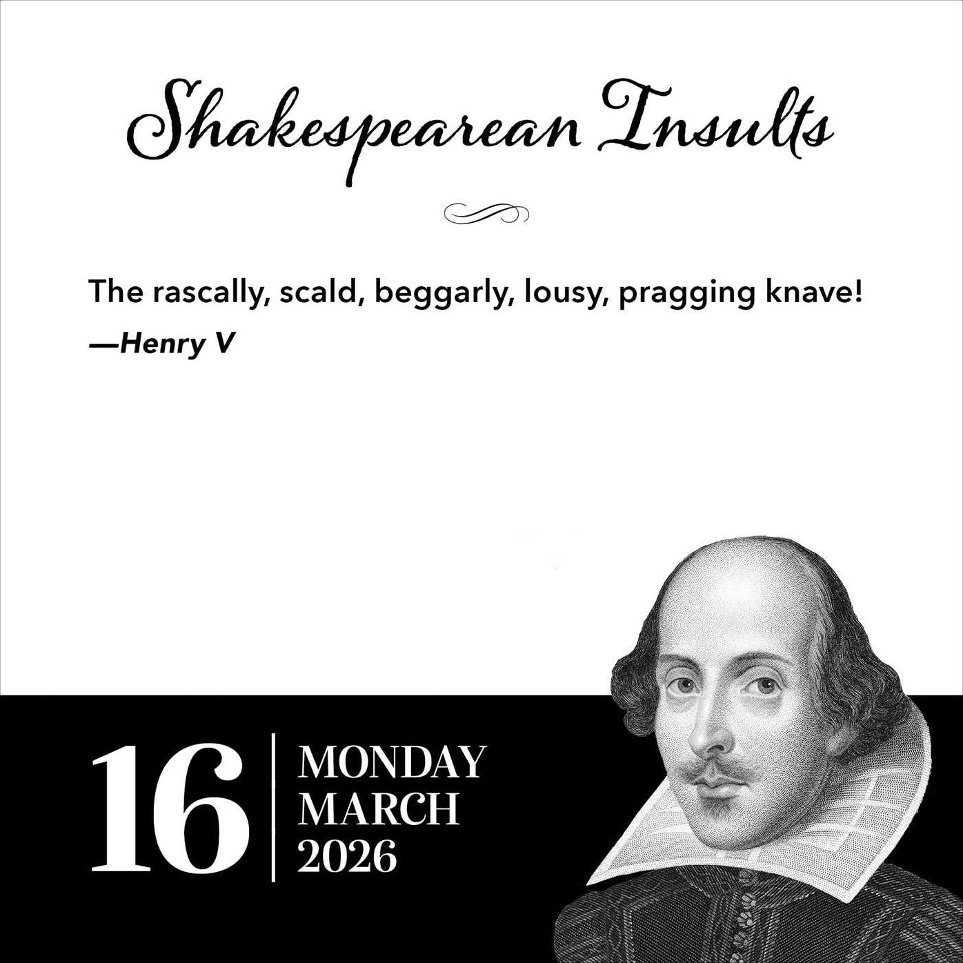 2026 Shakespearean Insults Day-to-Day Calendar