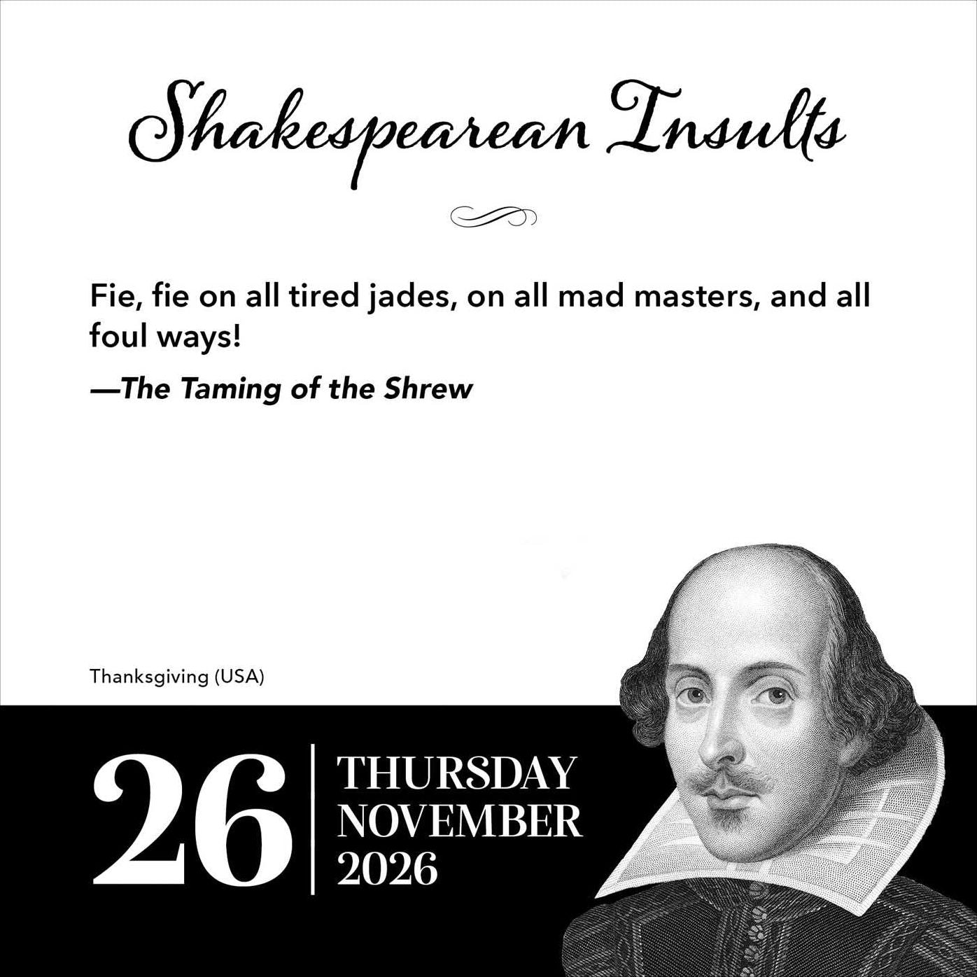 2026 Shakespearean Insults Day-to-Day Calendar