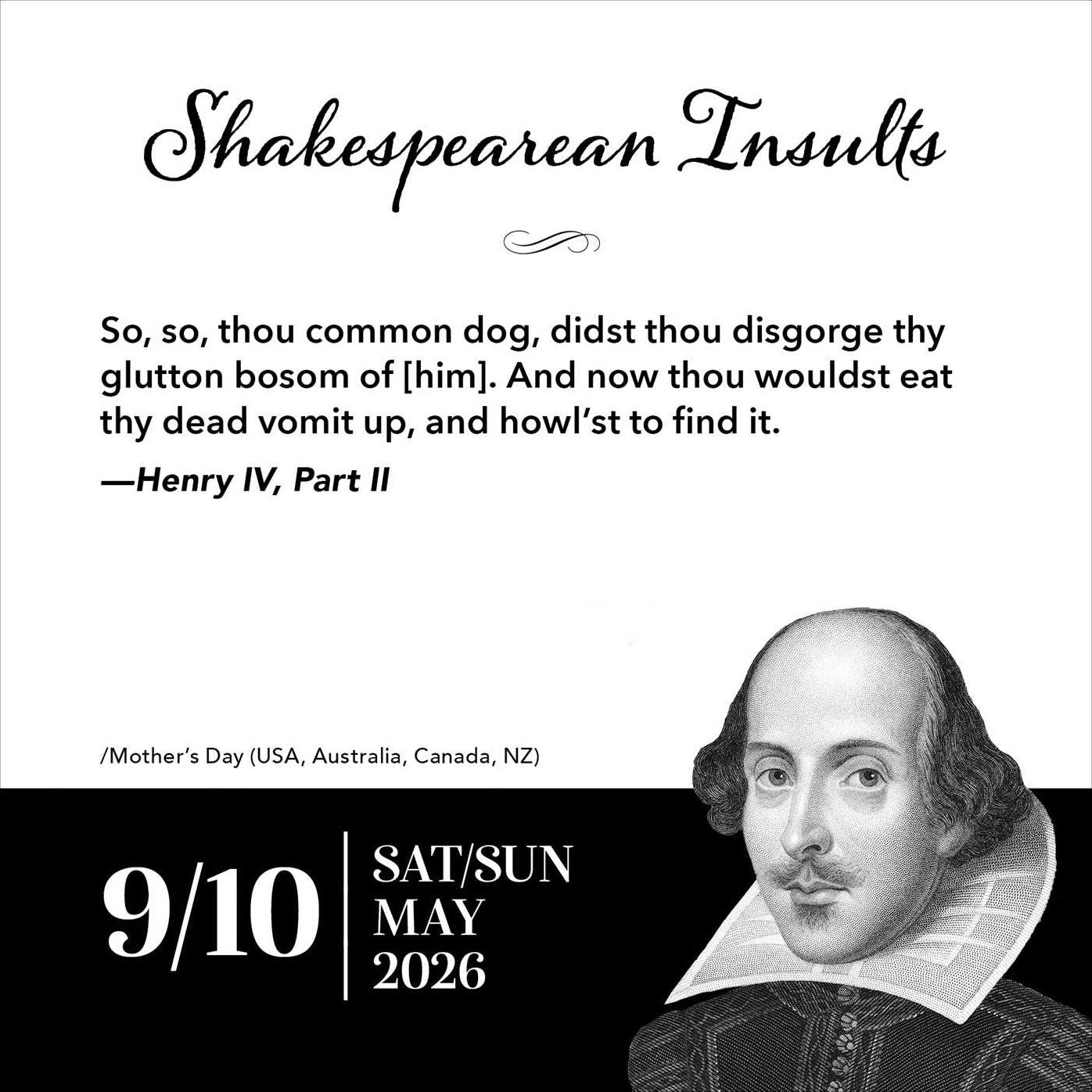 2026 Shakespearean Insults Day-to-Day Calendar