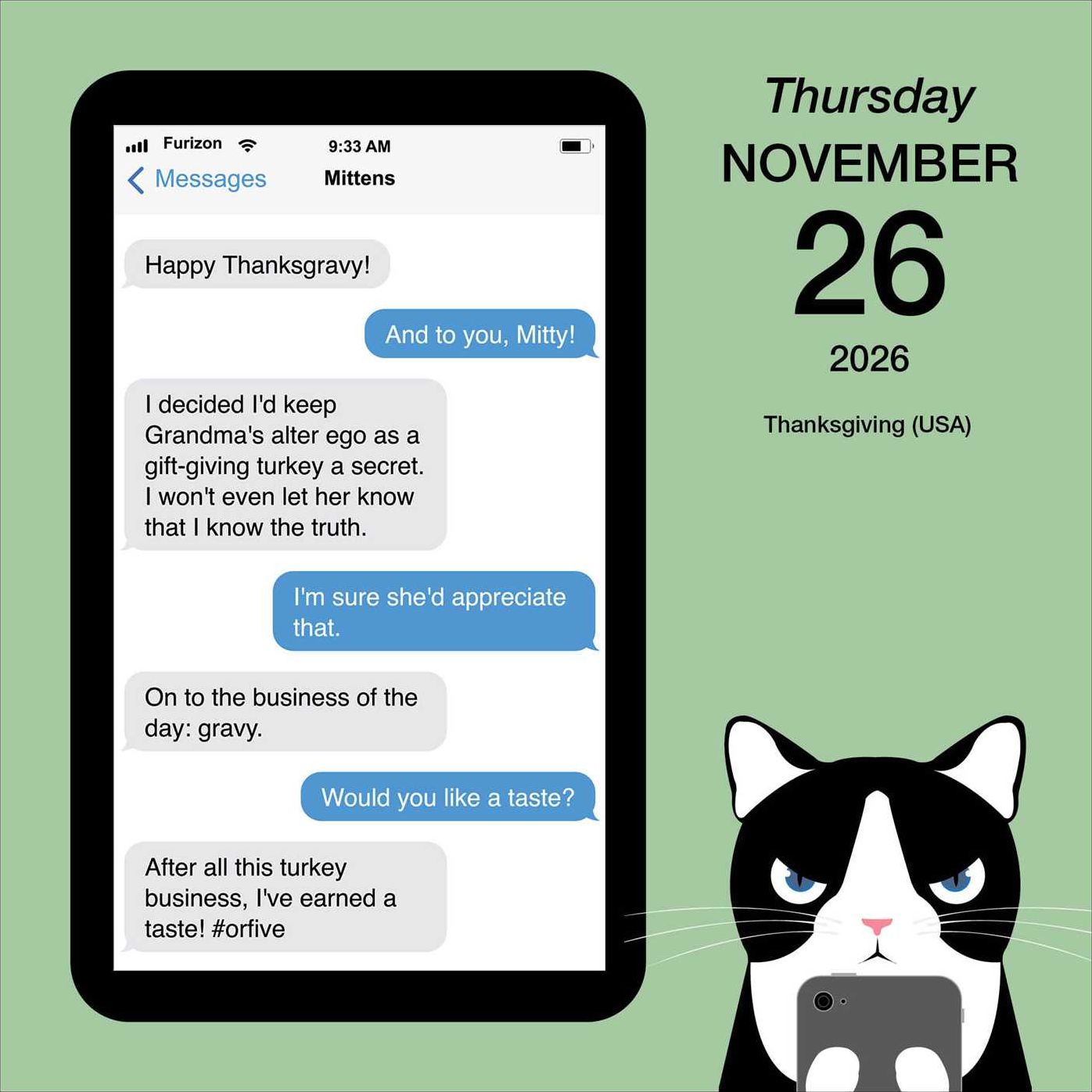 2026 Texts from Mittens the Cat Day-to-Day Calendar