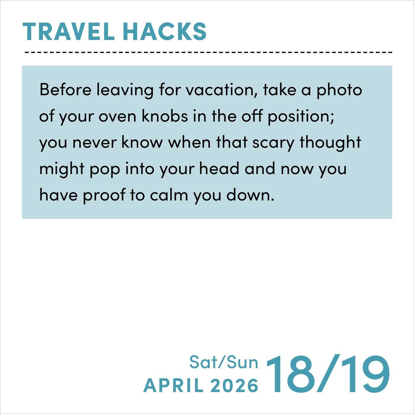 2026 Travel Hacks Day-to-Day Calendar