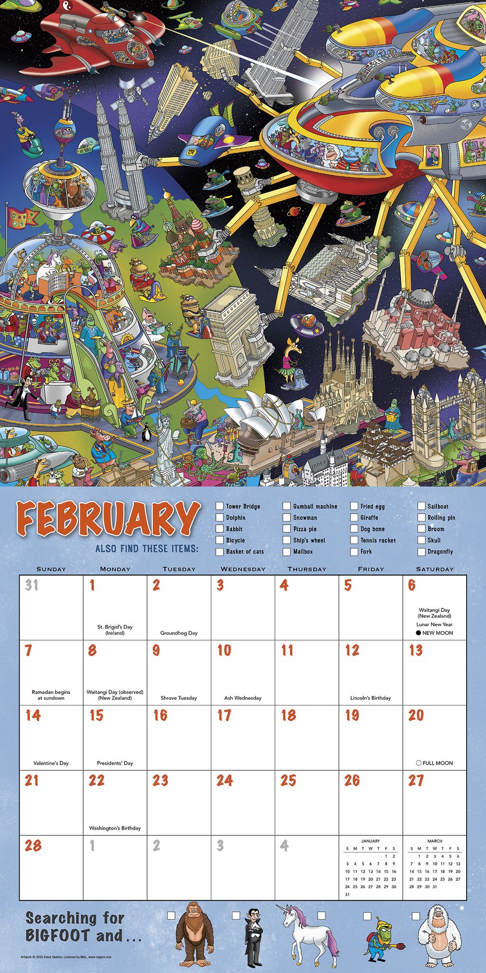 2027 Searching for Bigfoot and His Other Hidden Friends Wall Calendar