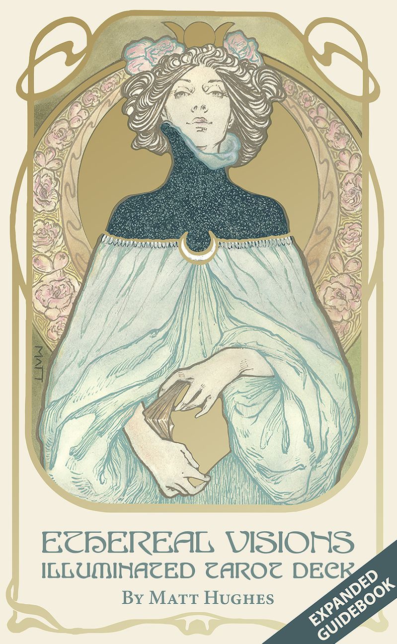 Ethereal Visions Illuminated Tarot Deck: Elegant 80-Card Art Nouveau Tarot Deck with Gold Foil, Full-Color 140-Page Guidebook, Hand-Drawn Illustrations - Ideal for Beginners & Collectors