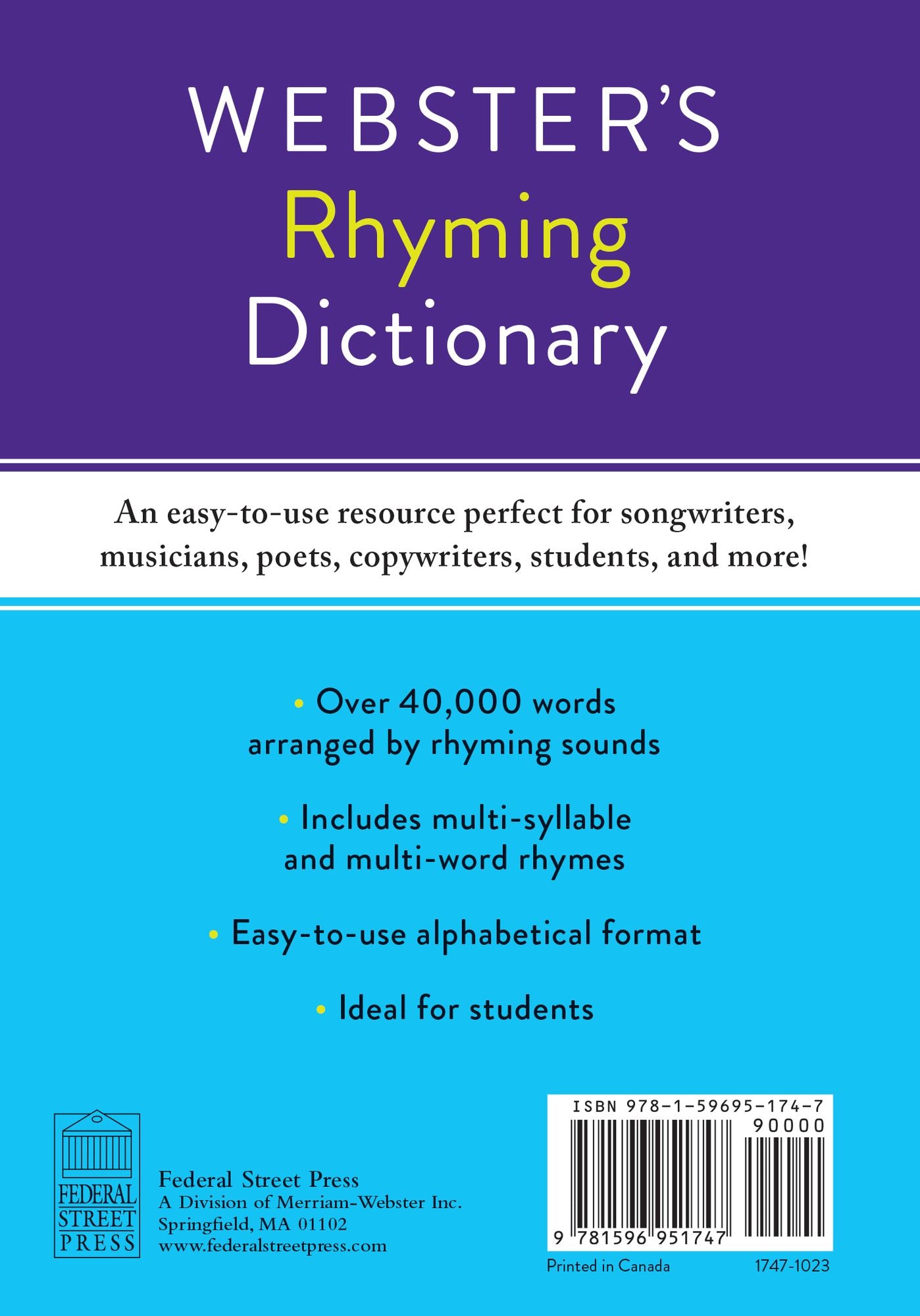 Webster's Rhyming Dictionary