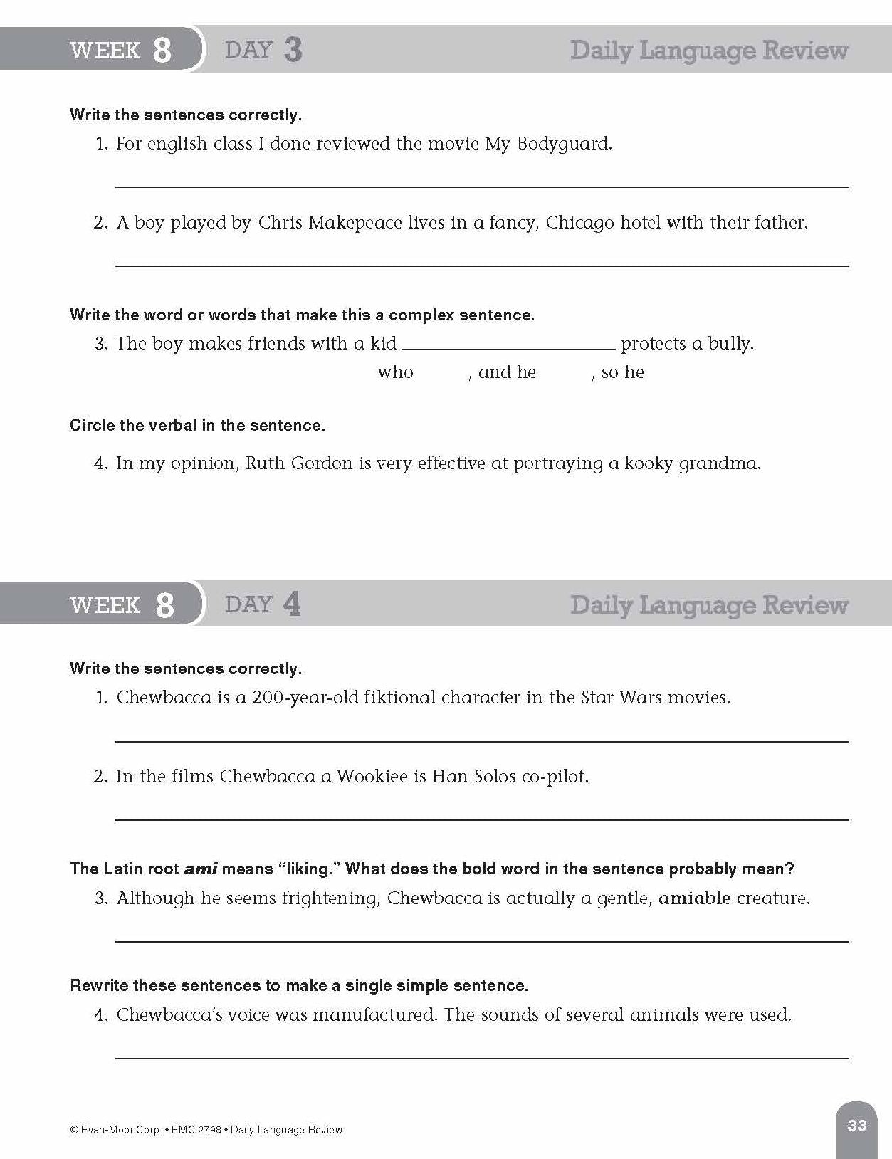 Daily Language Review, Grade 8 Te