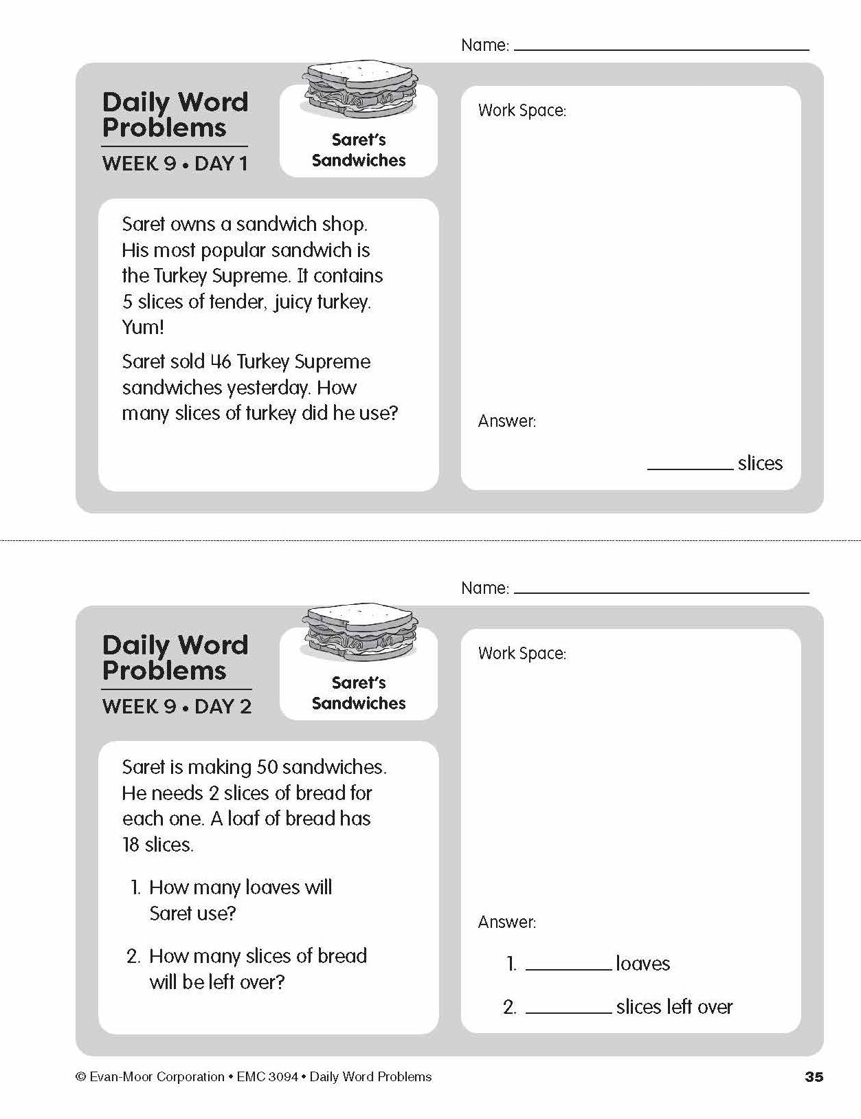 Daily Word Problems, Grade 4