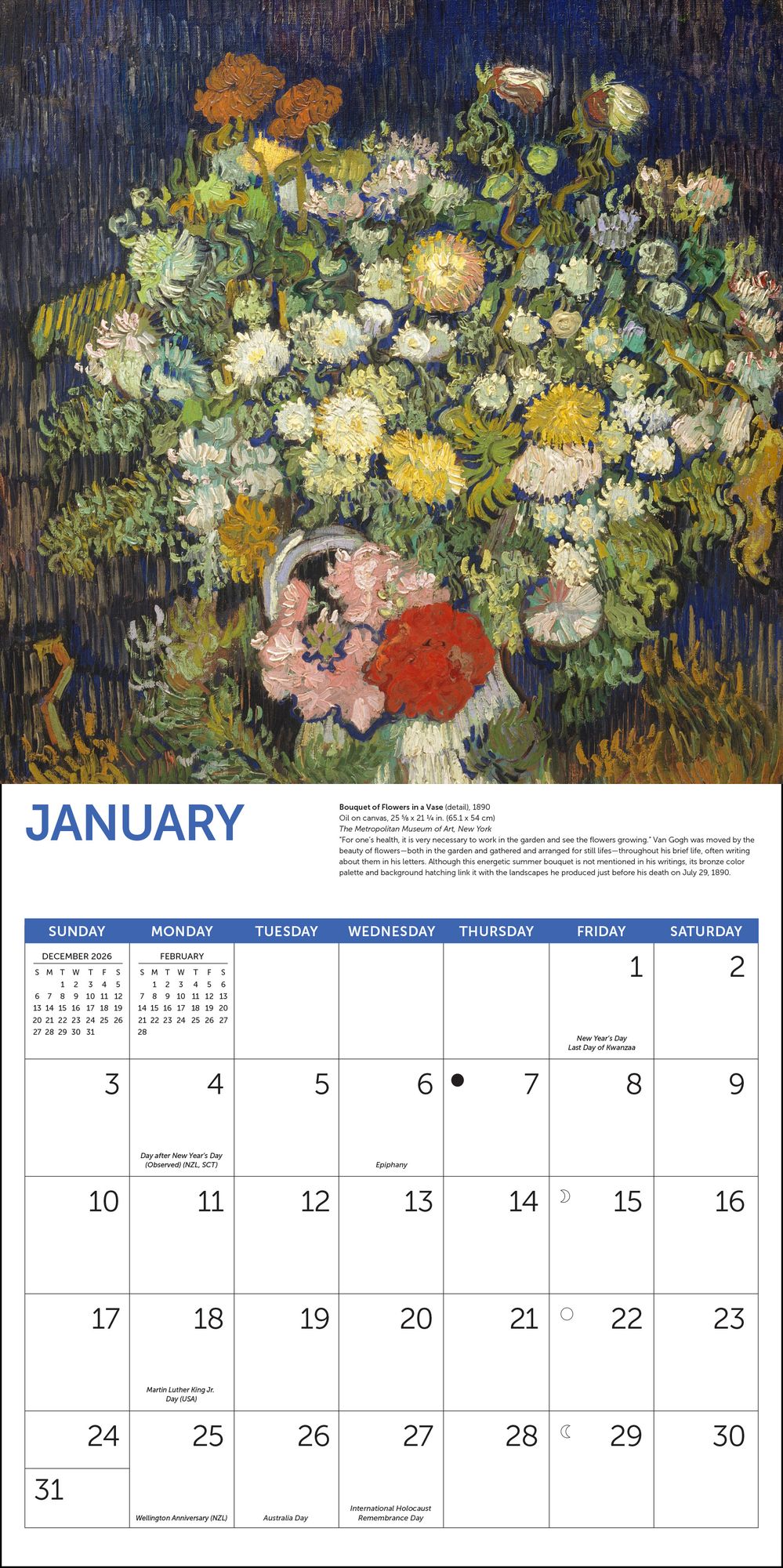 2027 Van Gogh Flowers Wall Calendar