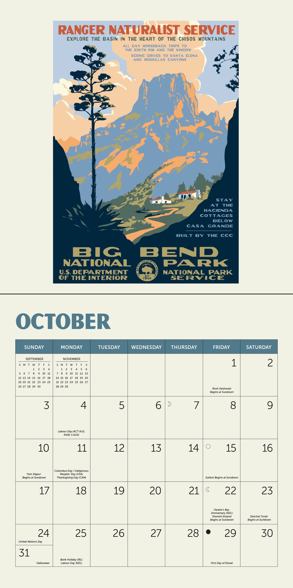 2027 National Parks Poster Art of the WPA ¿ Mini Wall Calendar