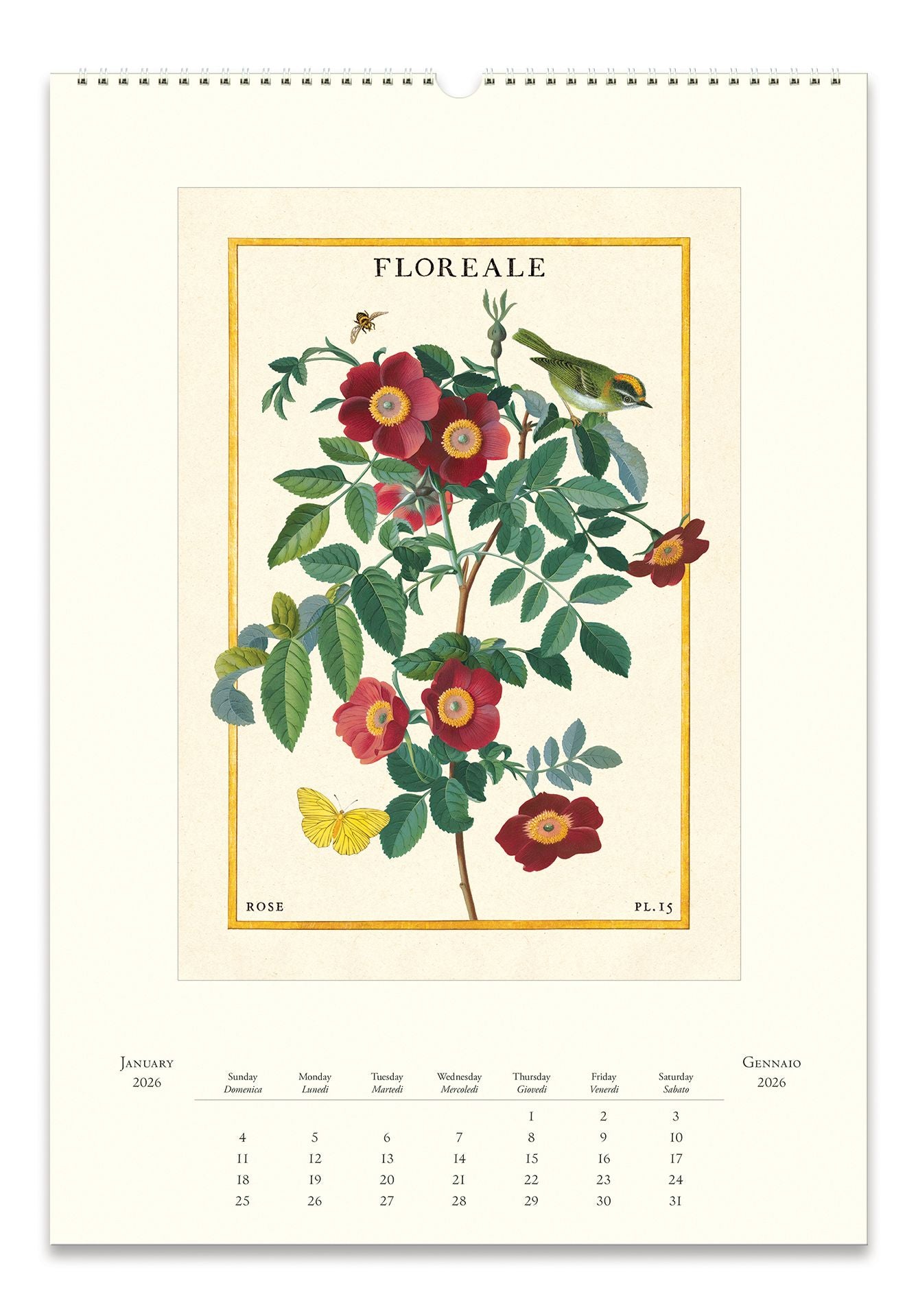 2026 Cavallini Floreale Wall Calendar