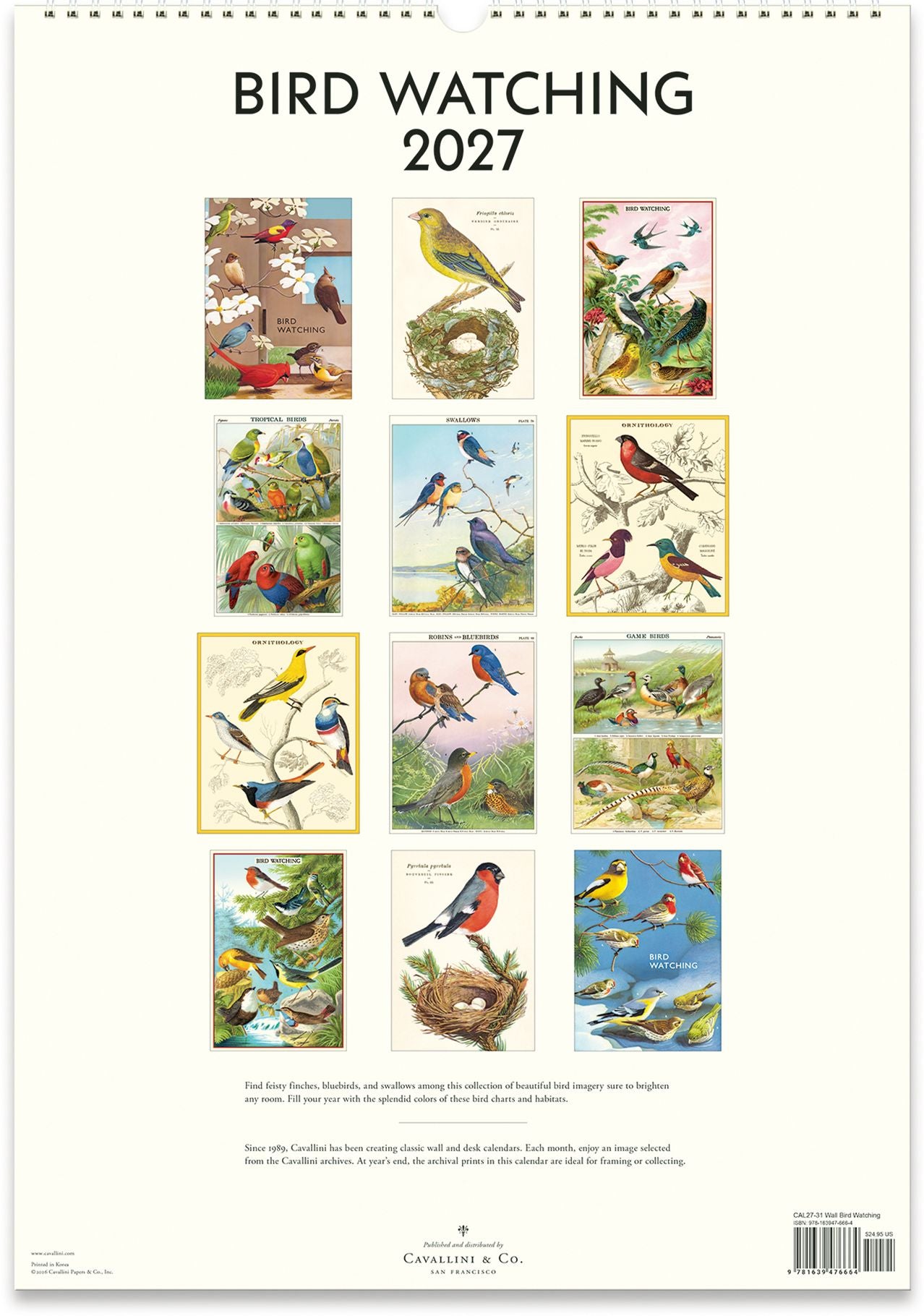 2027 Bird Watching Wall Calendar