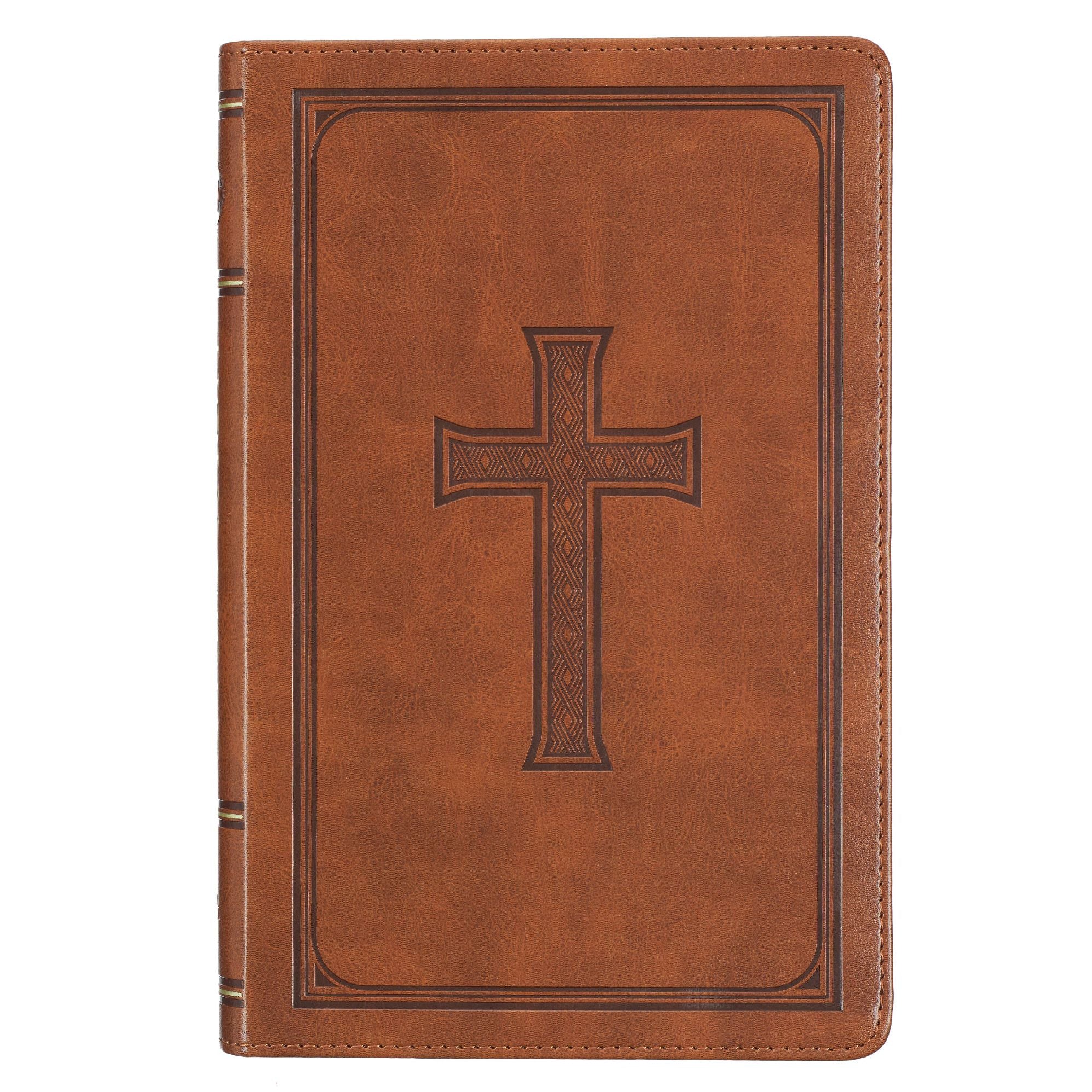 KJV Bible Deluxe Gift (Faux Leather, Tan Cross)
