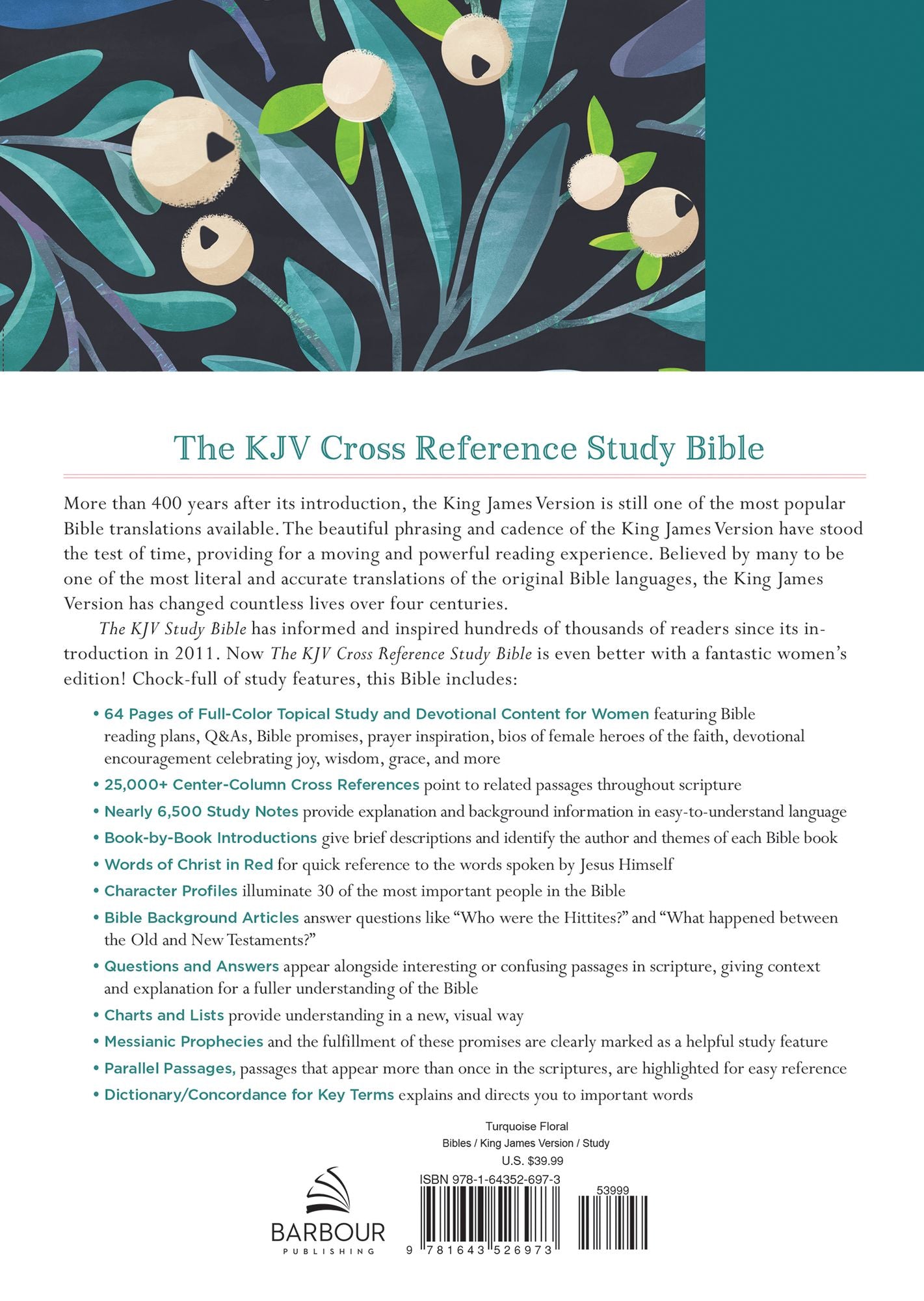 The KJV Cross Reference Study Bible-Turquoise Floral
