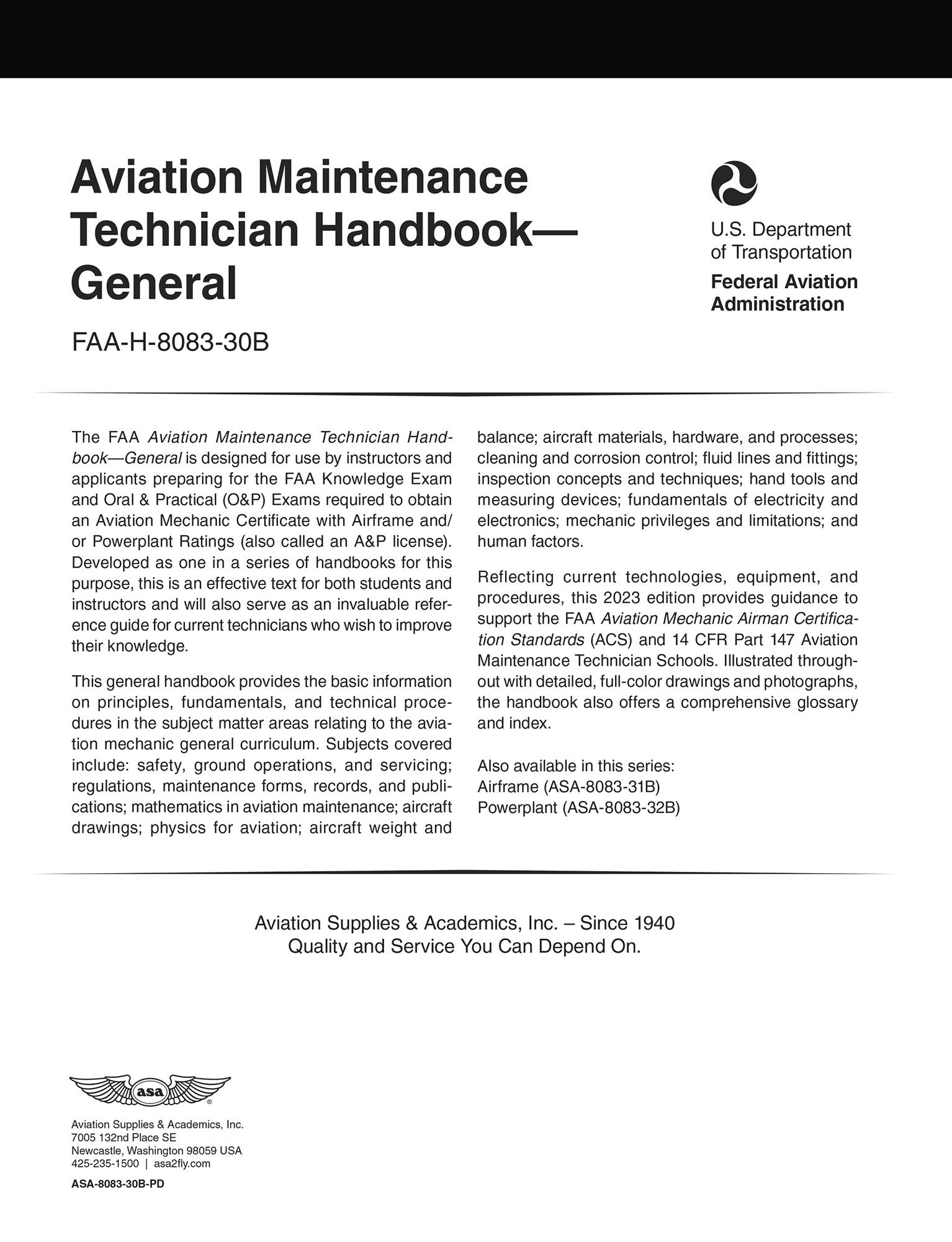 Aviation Maintenance Technician Handbook-General (2026): FAA-H-8083-30B