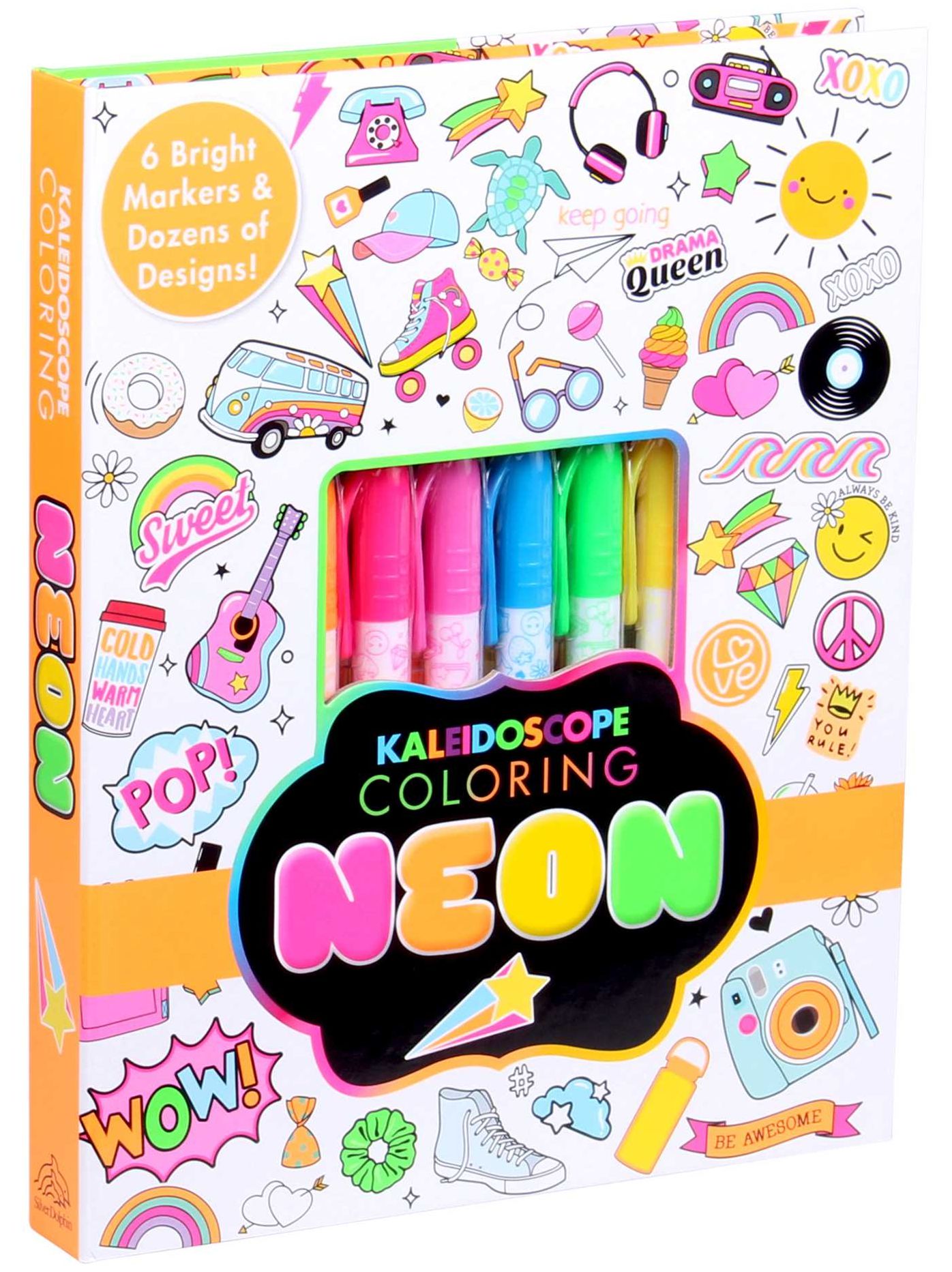 Kaleidoscope Coloring: Neon: 6 Bright Markers and Dozens of Designs!