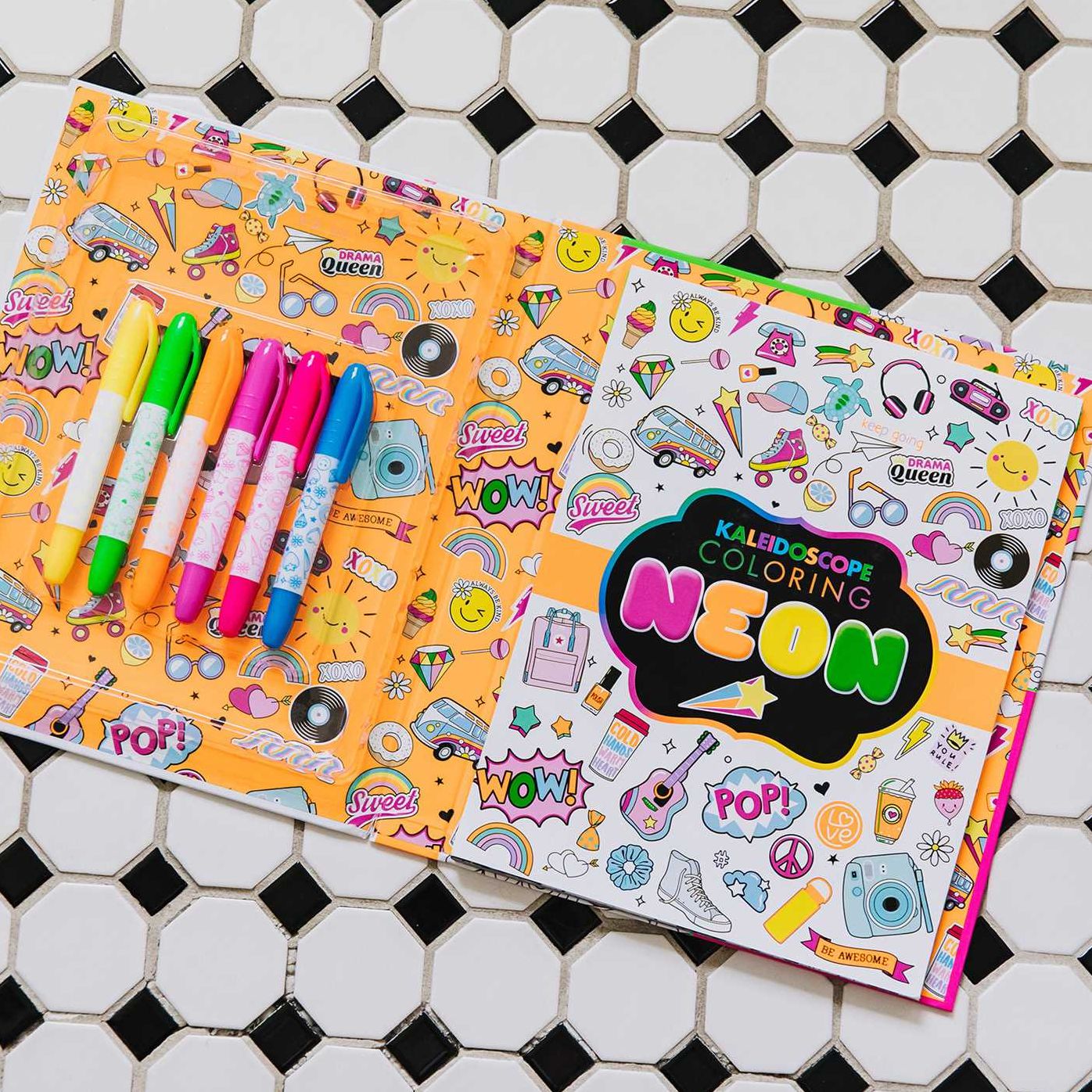 Kaleidoscope Coloring: Neon: 6 Bright Markers and Dozens of Designs!