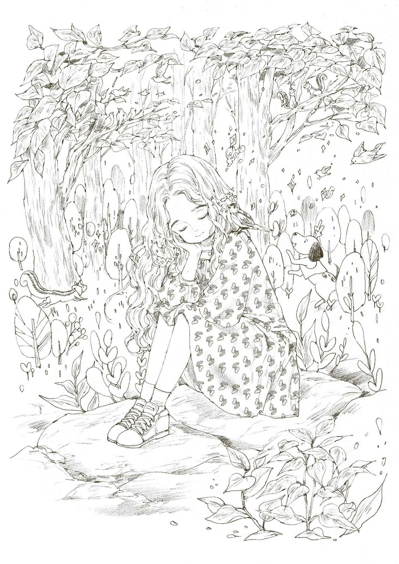 The Forest Girl's Coloring Book: Enchanting Coloring Pages of Nature, Animals, and Cozy Scenes for Relaxation and Stress Relief