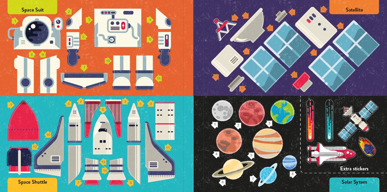 Color with Stickers: Space: 10 Pictures to Make - Includes Fun Facts!