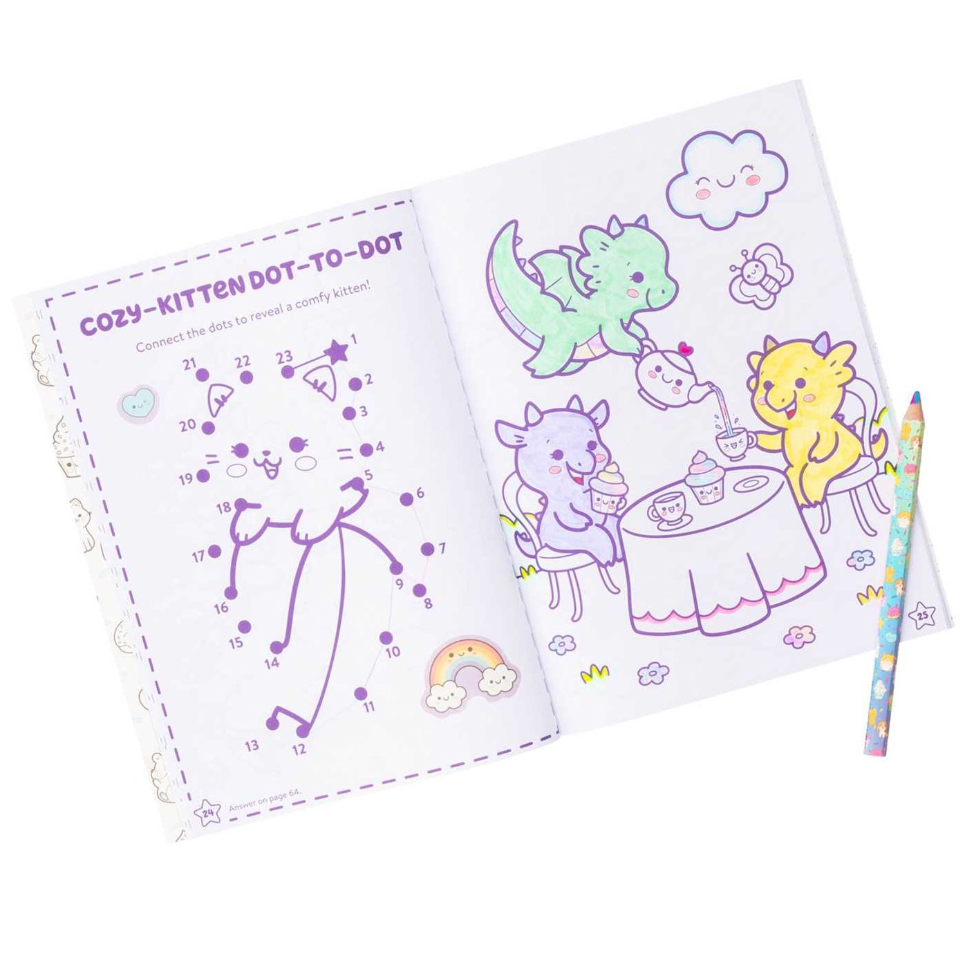 Kawaii Cuties: Coloring Book with Rainbow Pencil