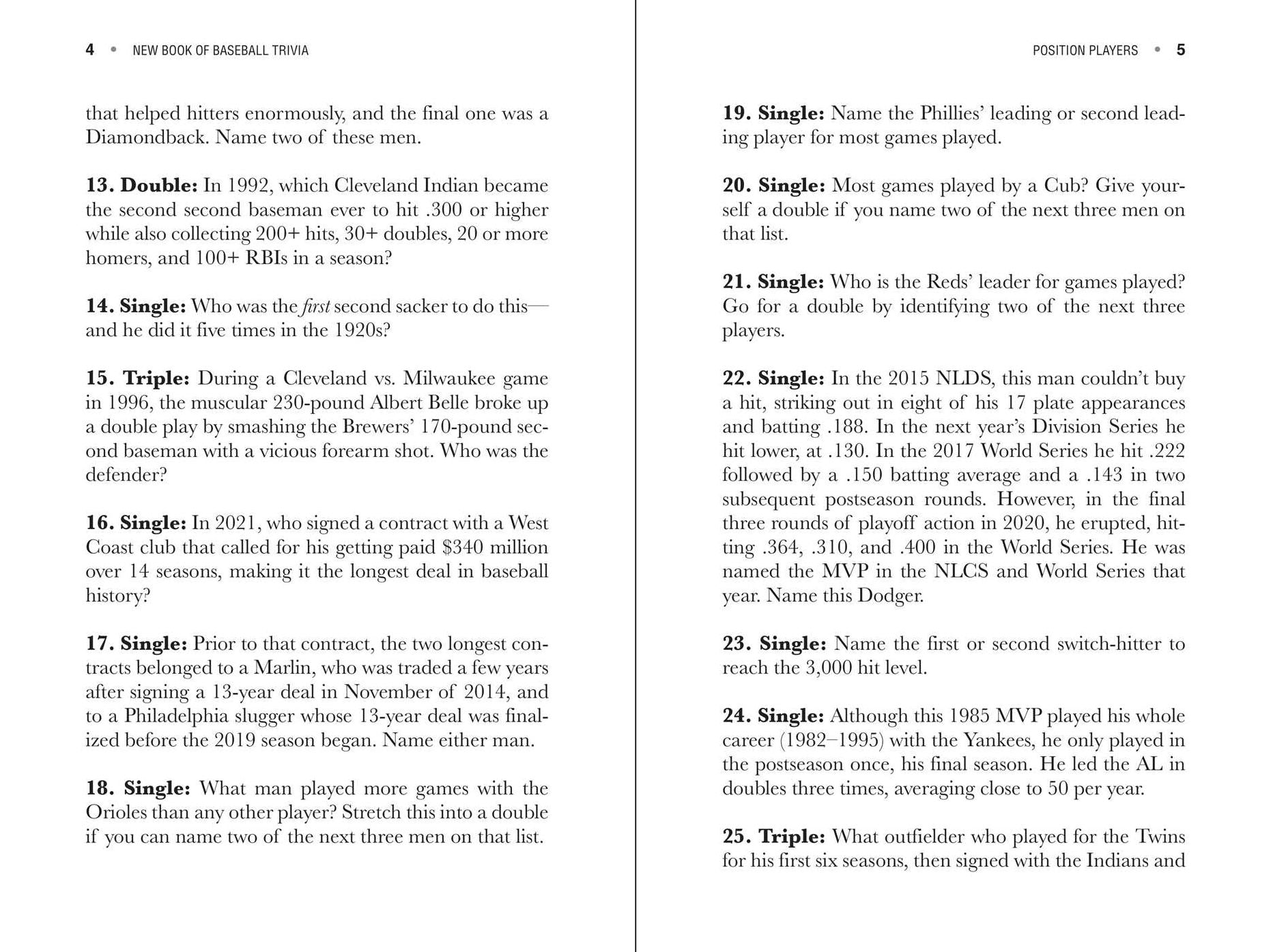 The New Book of Baseball Trivia: More than 500 Questions for Avid Fans