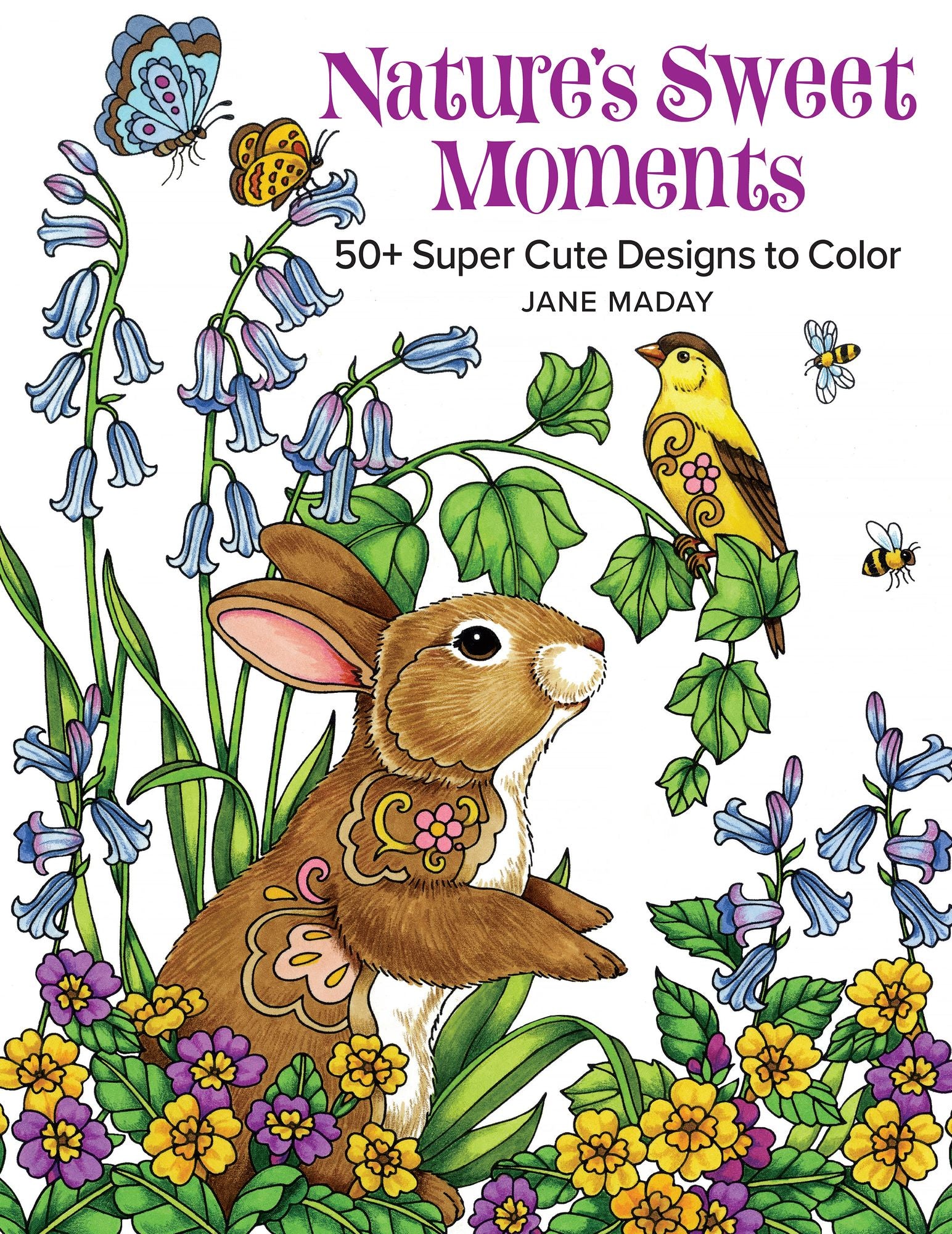 Nature's Sweet Moments: 50+ Super Cute Designs to Color - A Relaxing Coloring Book of Animals and Flowers for Adults and Kids