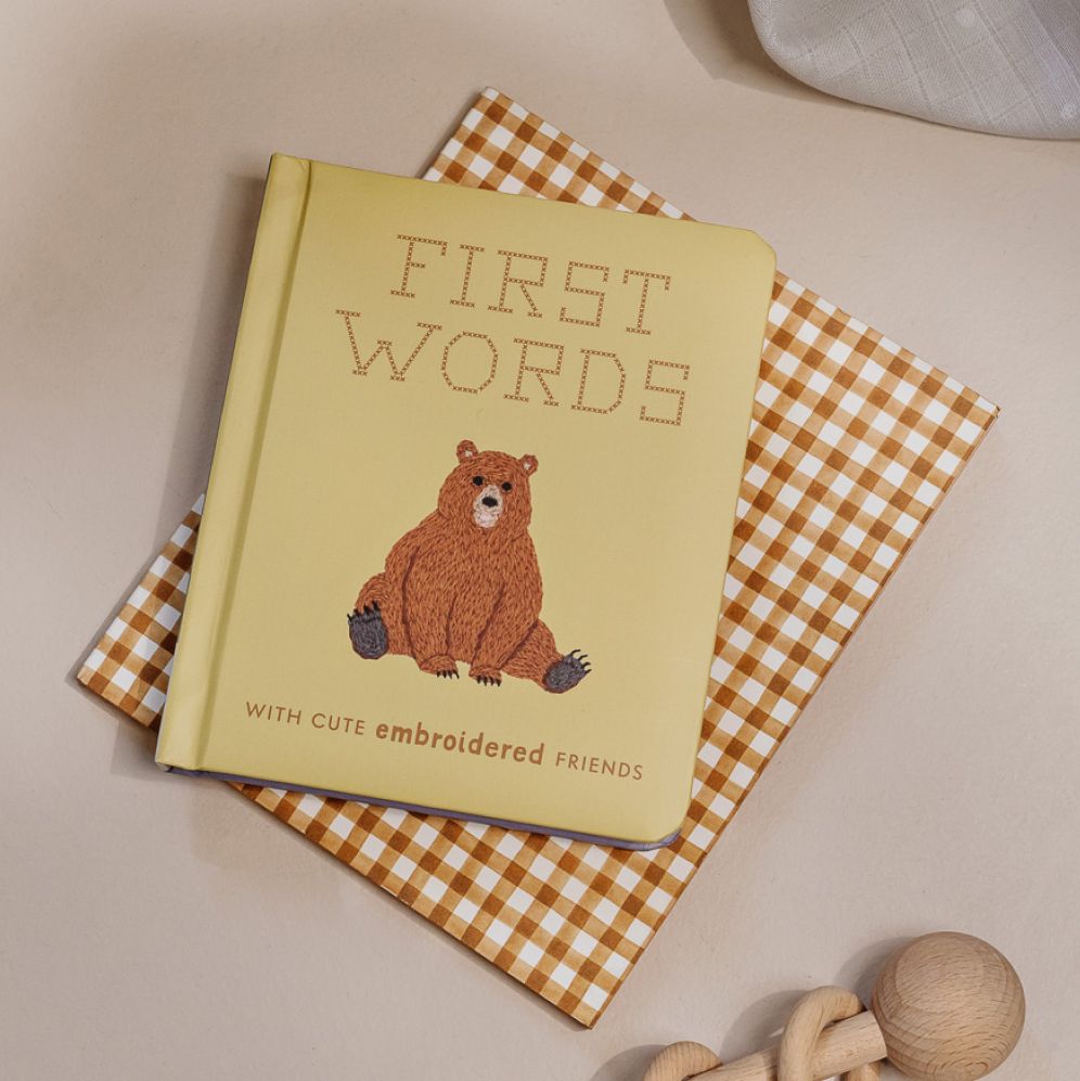 First Words with Cute Embroidered Friends: A Padded Board Book for Infants and Toddlers featuring First Words and Adorable Embroidery Pictures