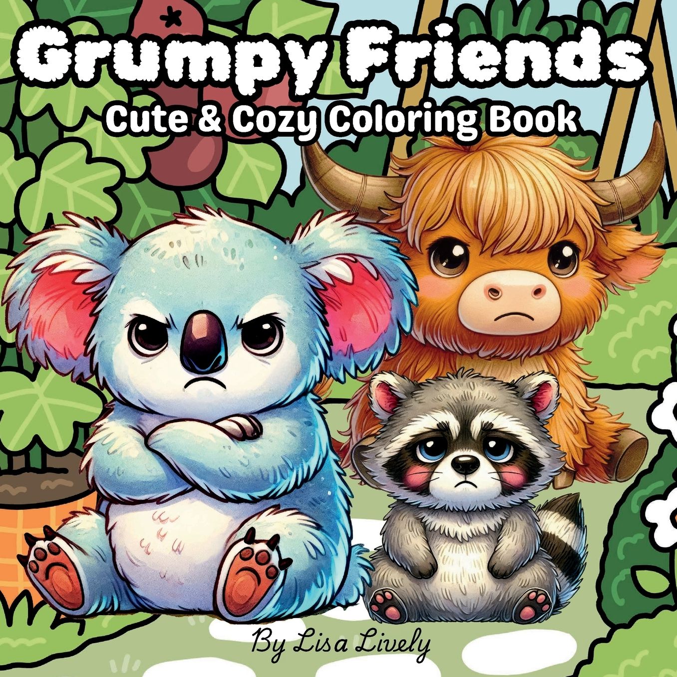 Grumpy Friends: Cute & Cozy Coloring Book Featuring Adorably Grumpy Animals Engaging in Stress Management to Improve Mood & Relaxation