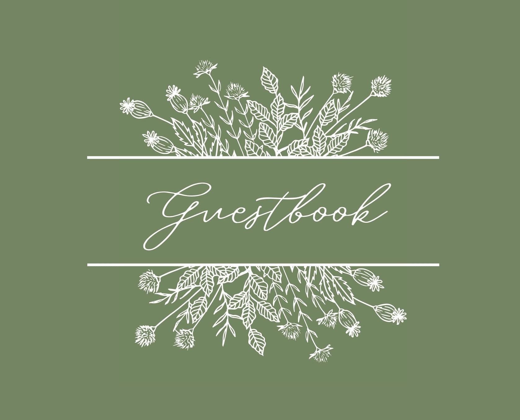 Sage and White Wildflower Guestbook: for Weddings, Bridal Showers, Couple Showers, Baby Showers, and Other Events